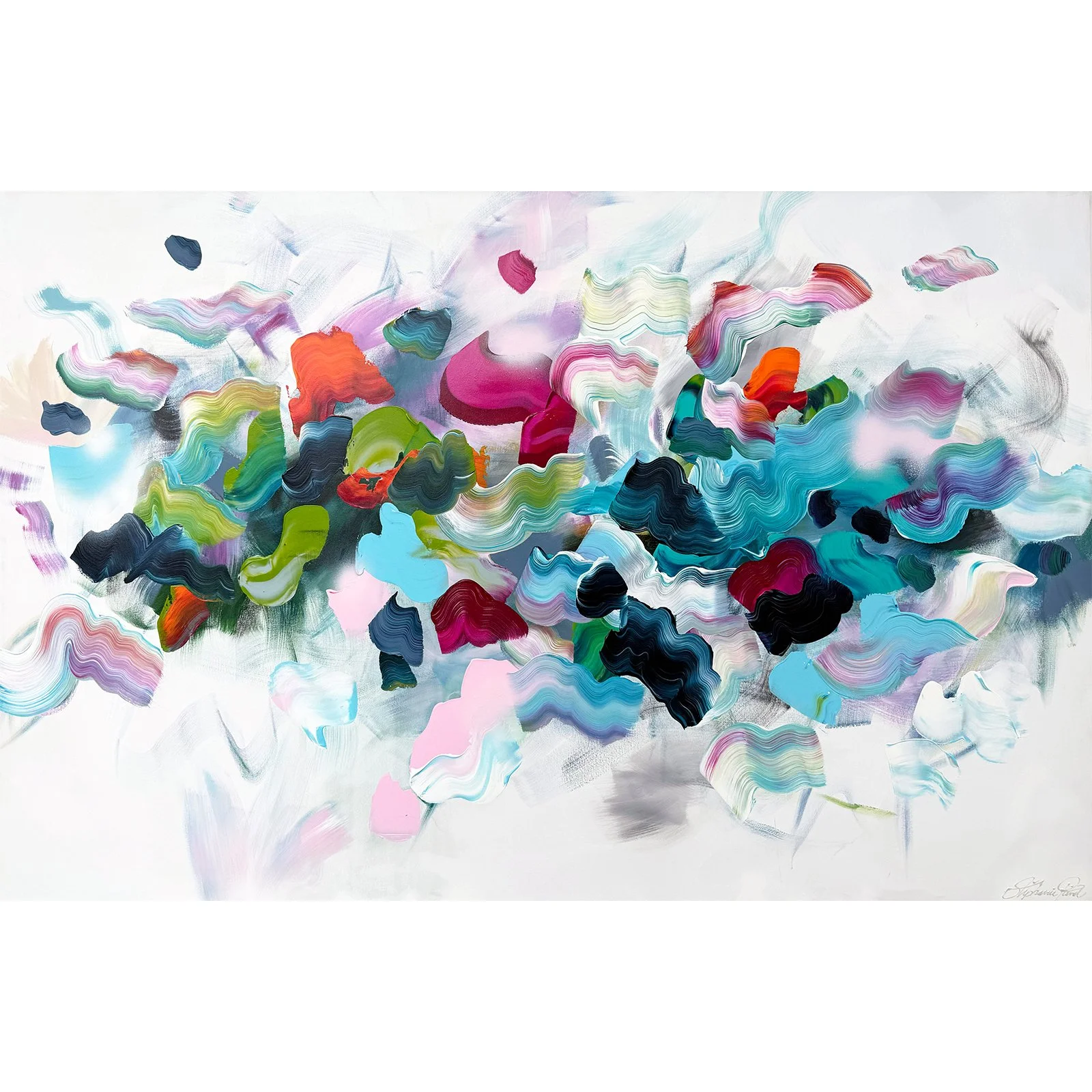 Stephanie Rivet "Sweet Joy" acrylic on canvas, 48" x 72"