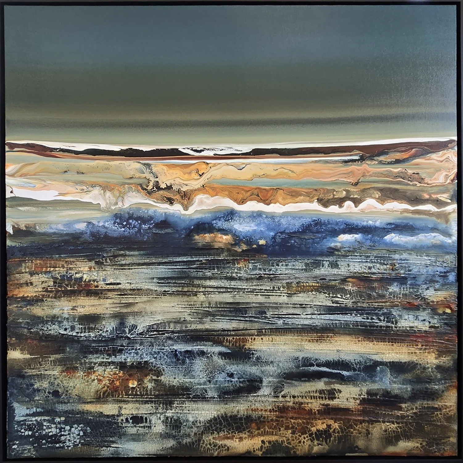 Greg Benz "Mono 427" mixed media on canvas, 40" x 40" framed
