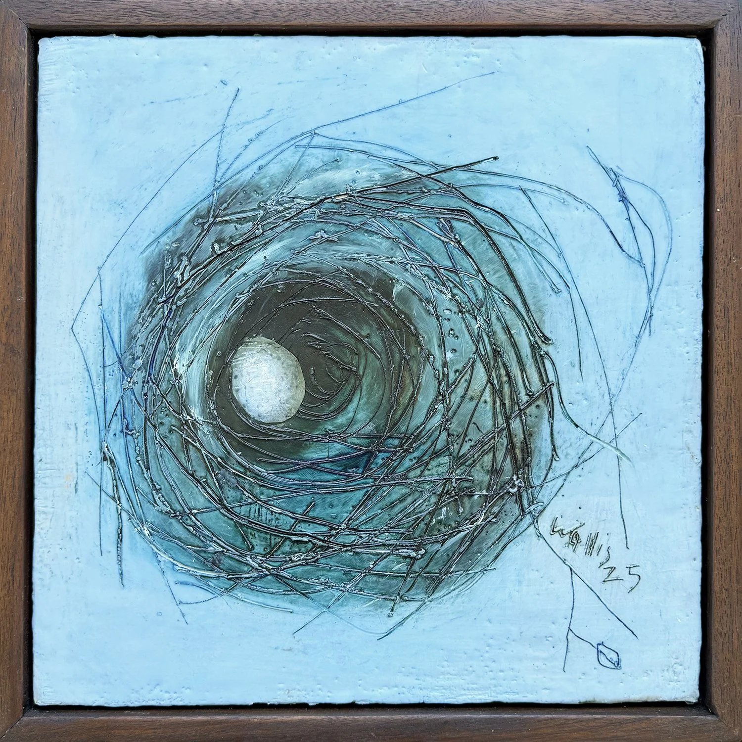 Susan Wallis "The Quiet Before" encaustic on panel, 12" x 12"