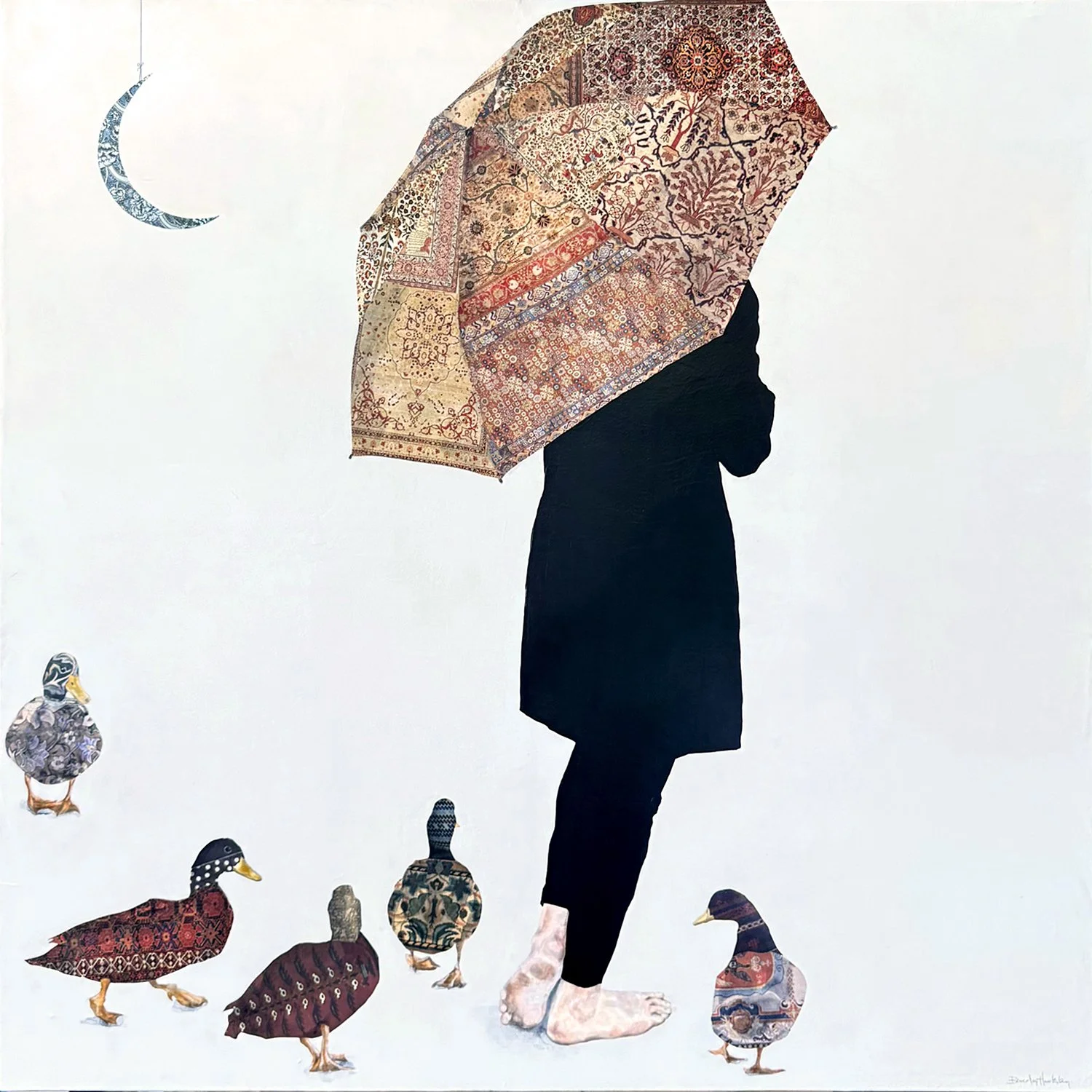 Beverley Hawksley "Once in a Blue Moon" mixed media on canvas, 40" x 40"