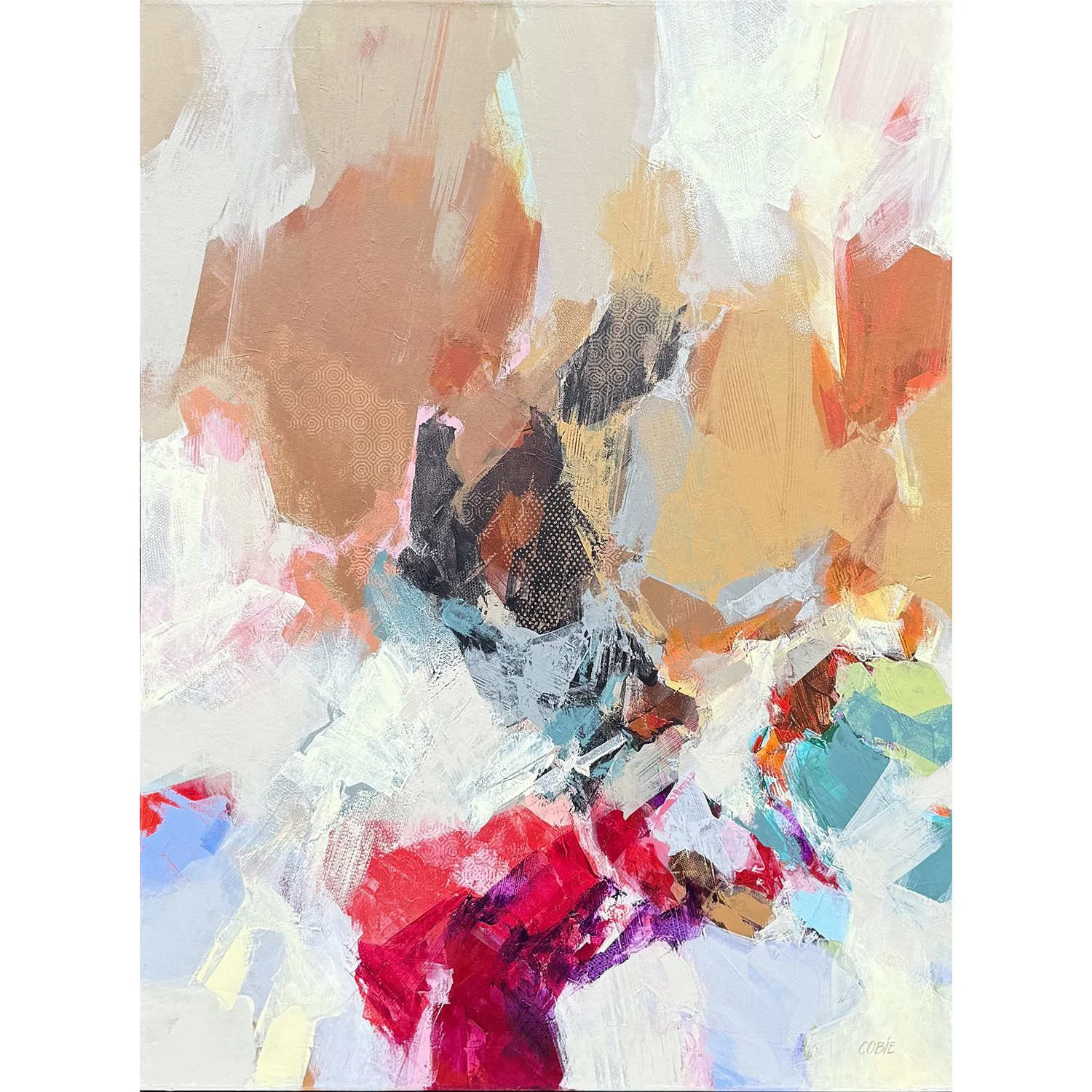 Cobie Cruz "The Stone's Softened Heart" mixed media on canvas, 48" x 36"