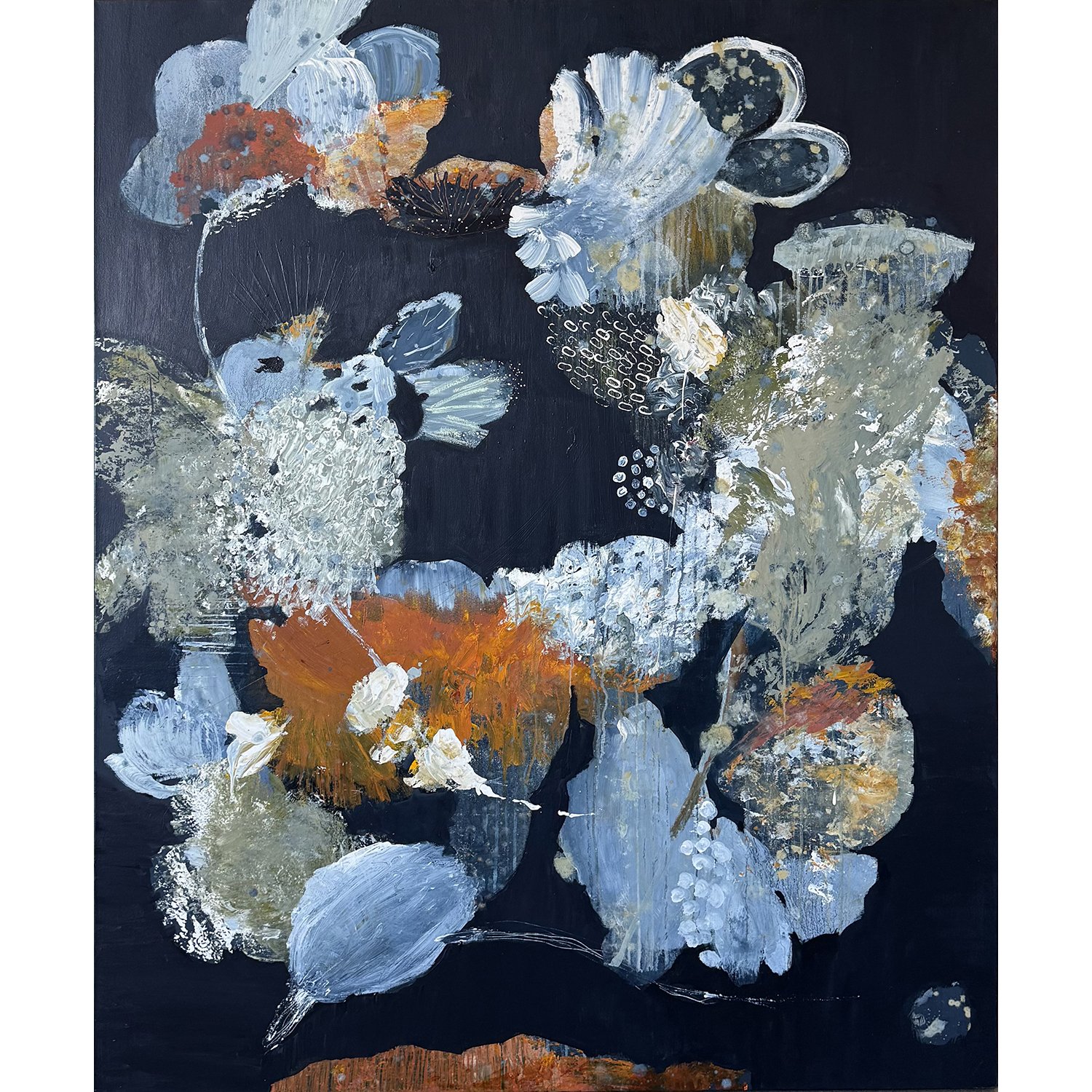 Linelle LeMoine "The Best of the Winter Months" mixed media on canvas, 60"x48"