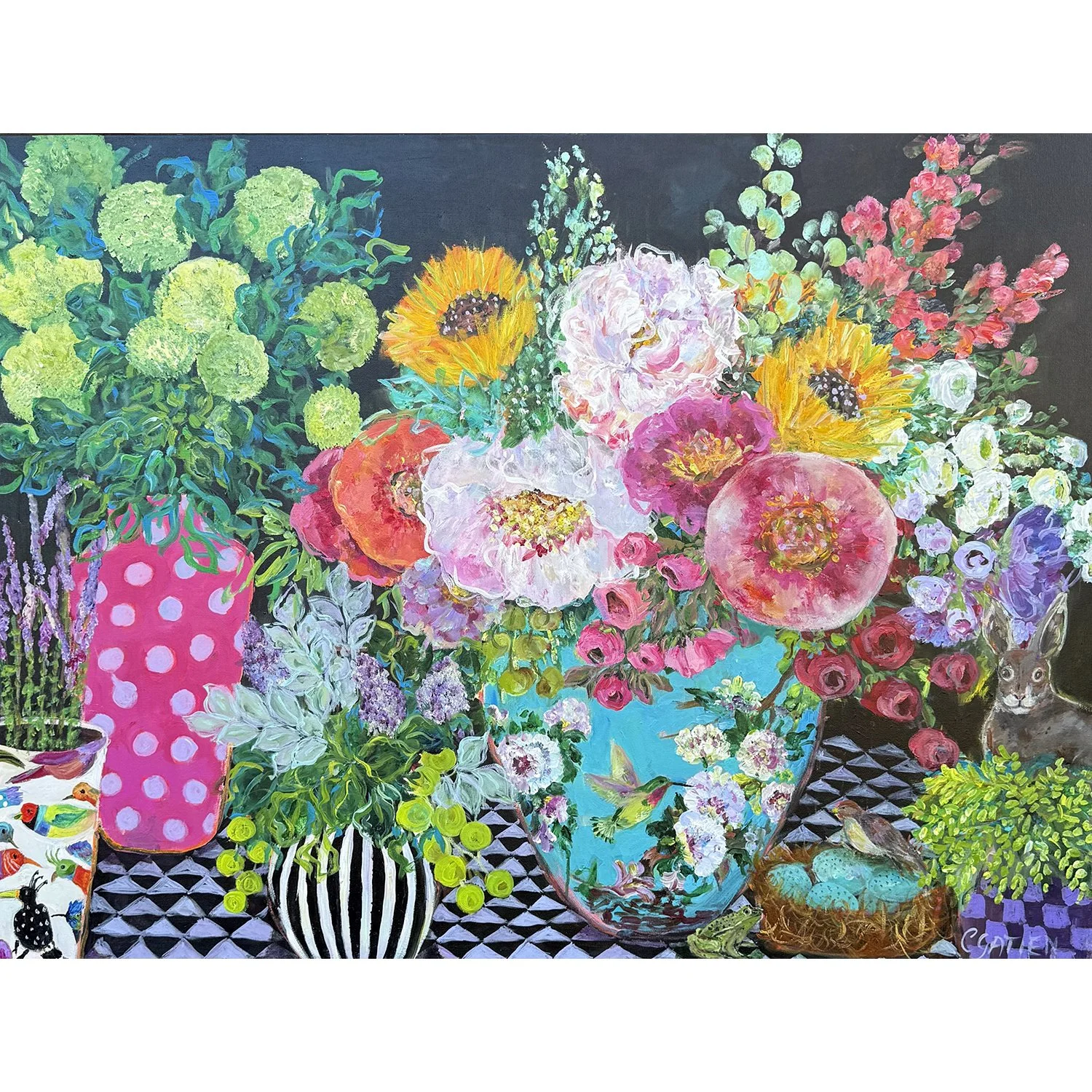 Cynthia Gatien "Just Can't Get Enough" acrylic on canvas, 36" x 48"