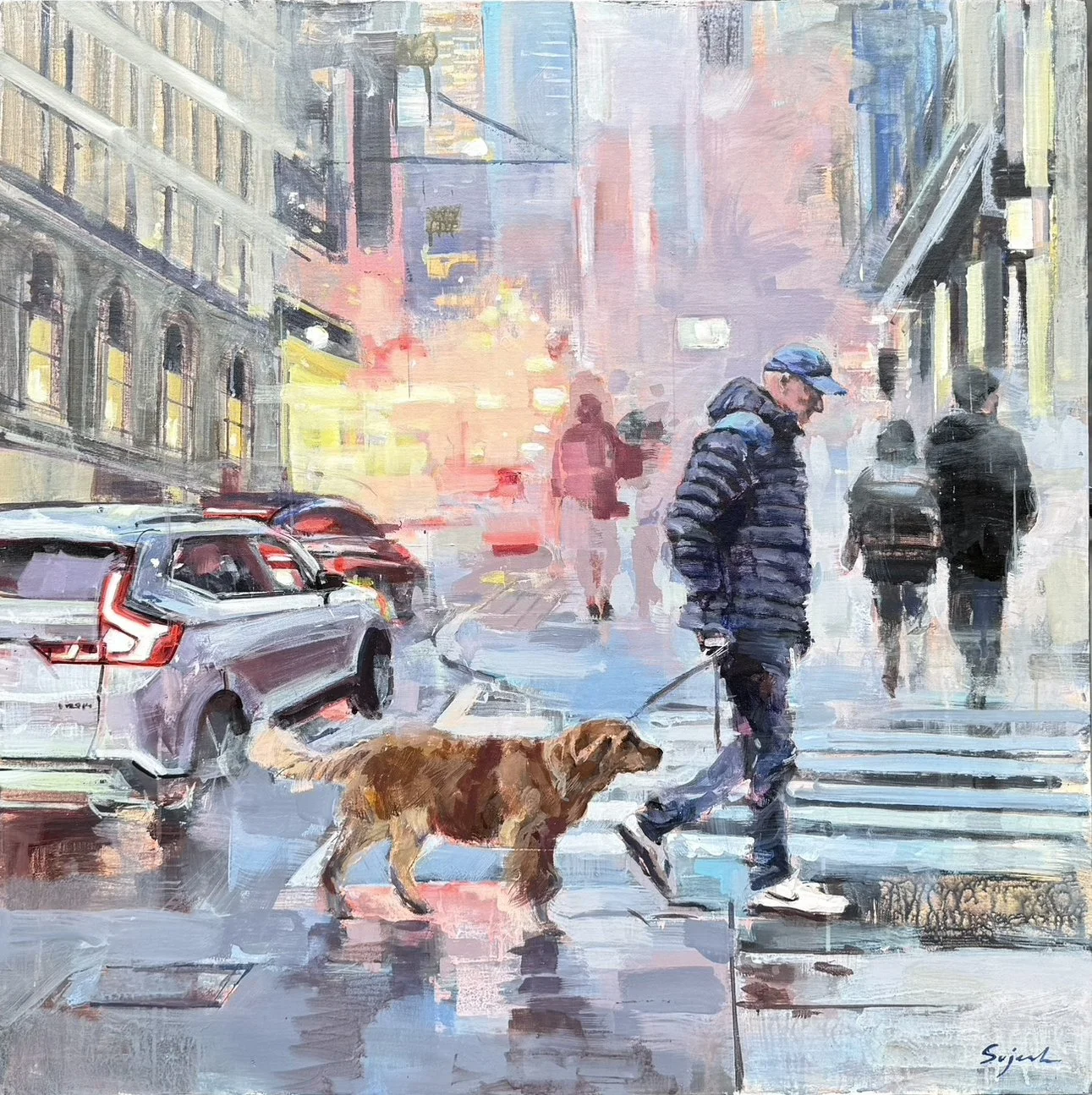Sujesh Chitty "Transient, Walking Companion" oil on canvas, 36" x 36"