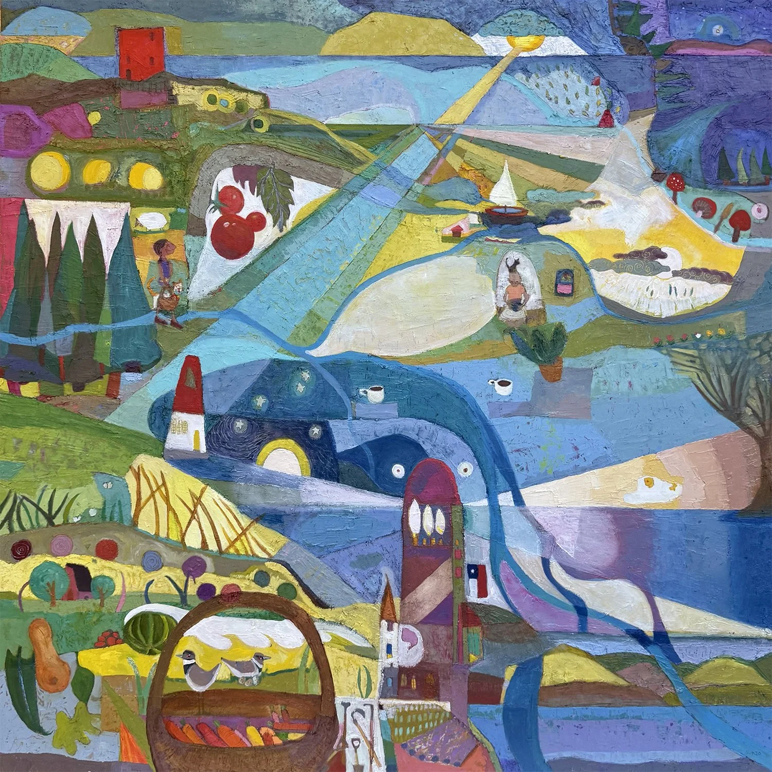 Maca Suazo "We Love Because It Is The Only True Adventure" oil on panel, 36" x 36"