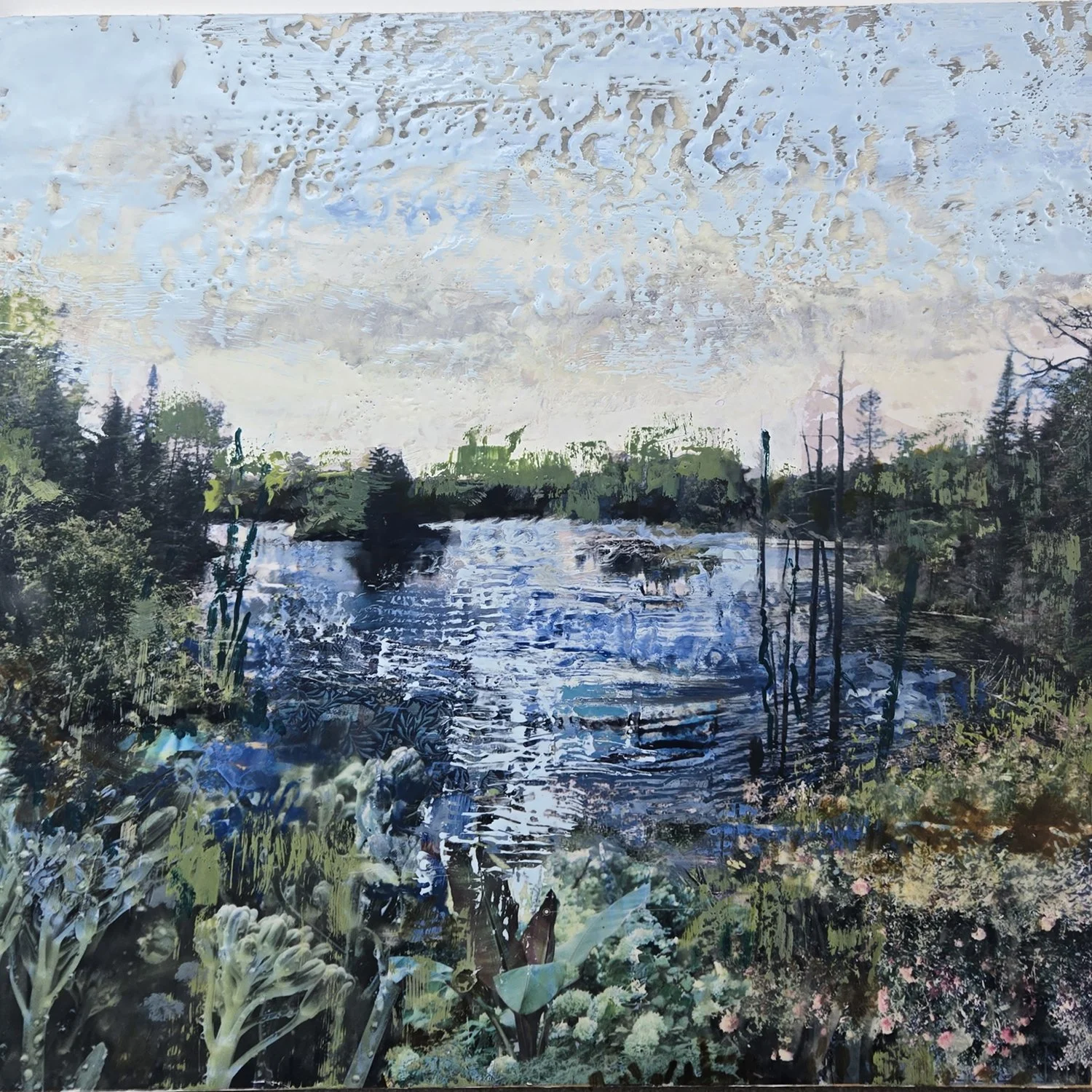 Ian Varney "Broccoli Ripple #2" encaustic on panel, 20" x 20"