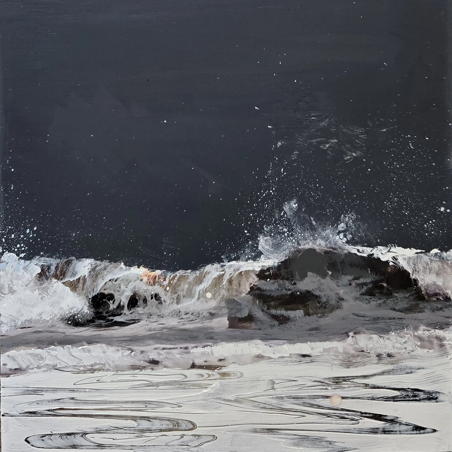 Steven Nederveen "Shore Break #4" mixed media on panel, 12" x 12"