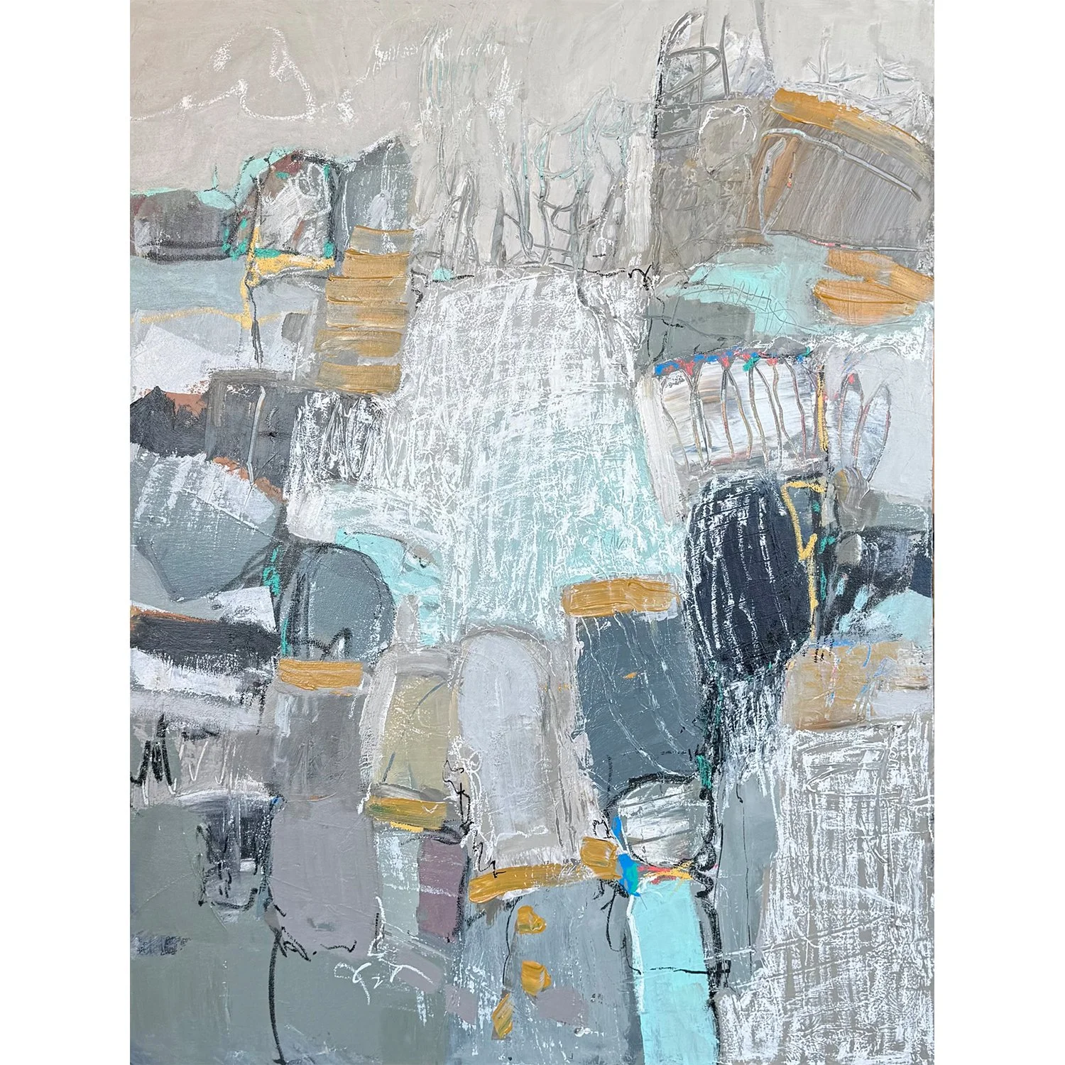 Shane Norrie, "Winter Lake" mixed media on canvas, 48"x36"
