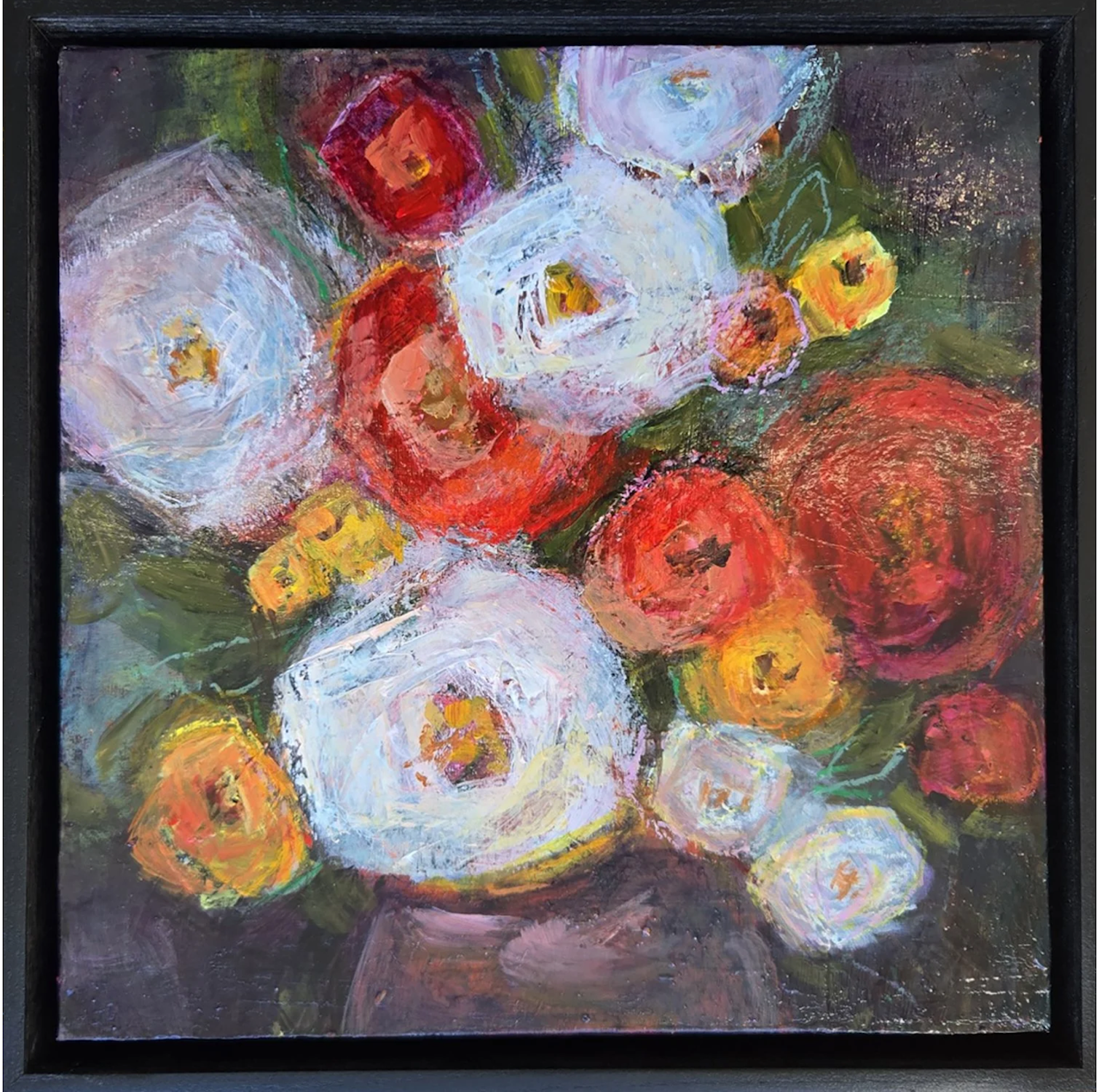 Jacquelyn Sloane Siklos "Flowers for You" acrylic on panel, 12" x 12"