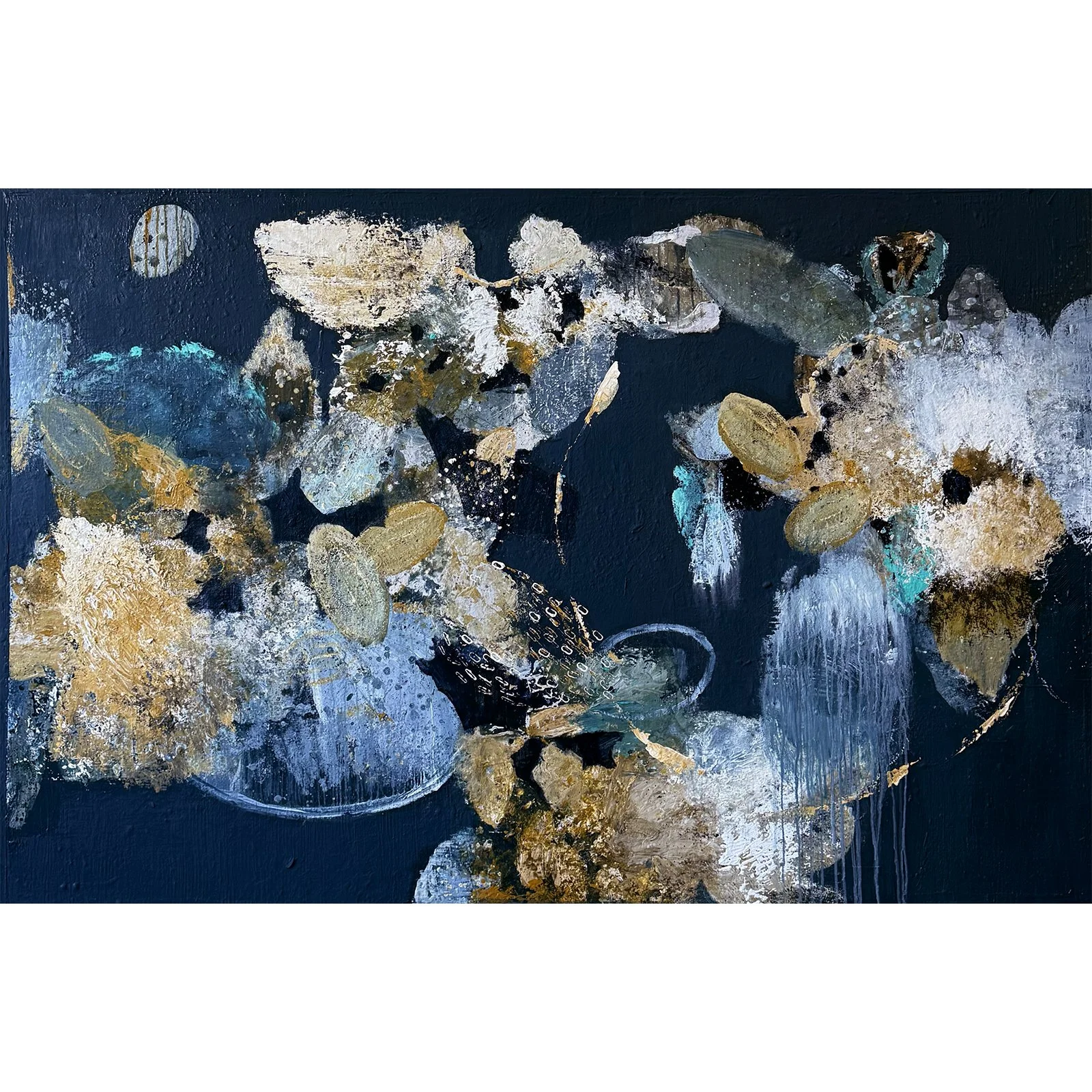 Linelle LeMoine "Many Seasons in a Little Life" mixed media on panel, 48" x 72"