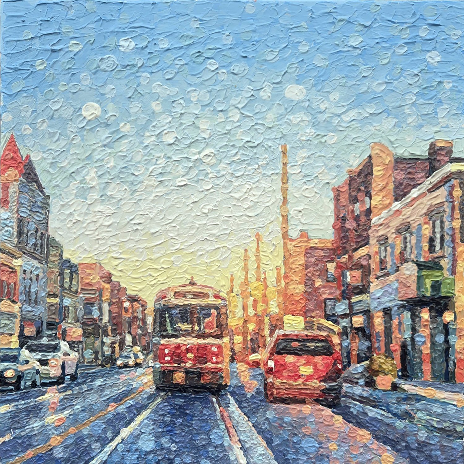 Susan Gale "Young Hearts (Parkdale)" acrylic on panel, 18" x 18"
