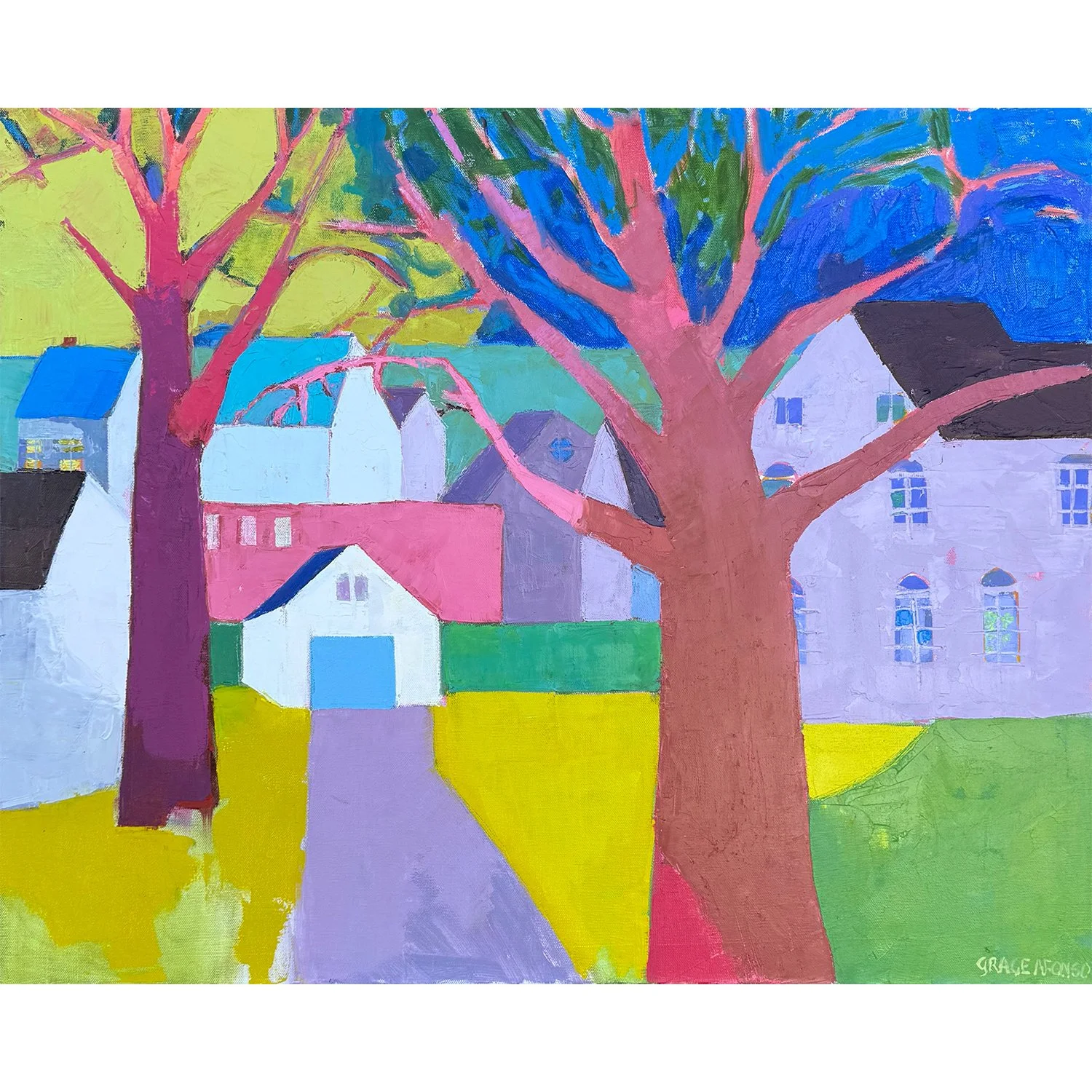 Grace Afonso "Home in time for dinner" oil on canvas, 24" x 30"