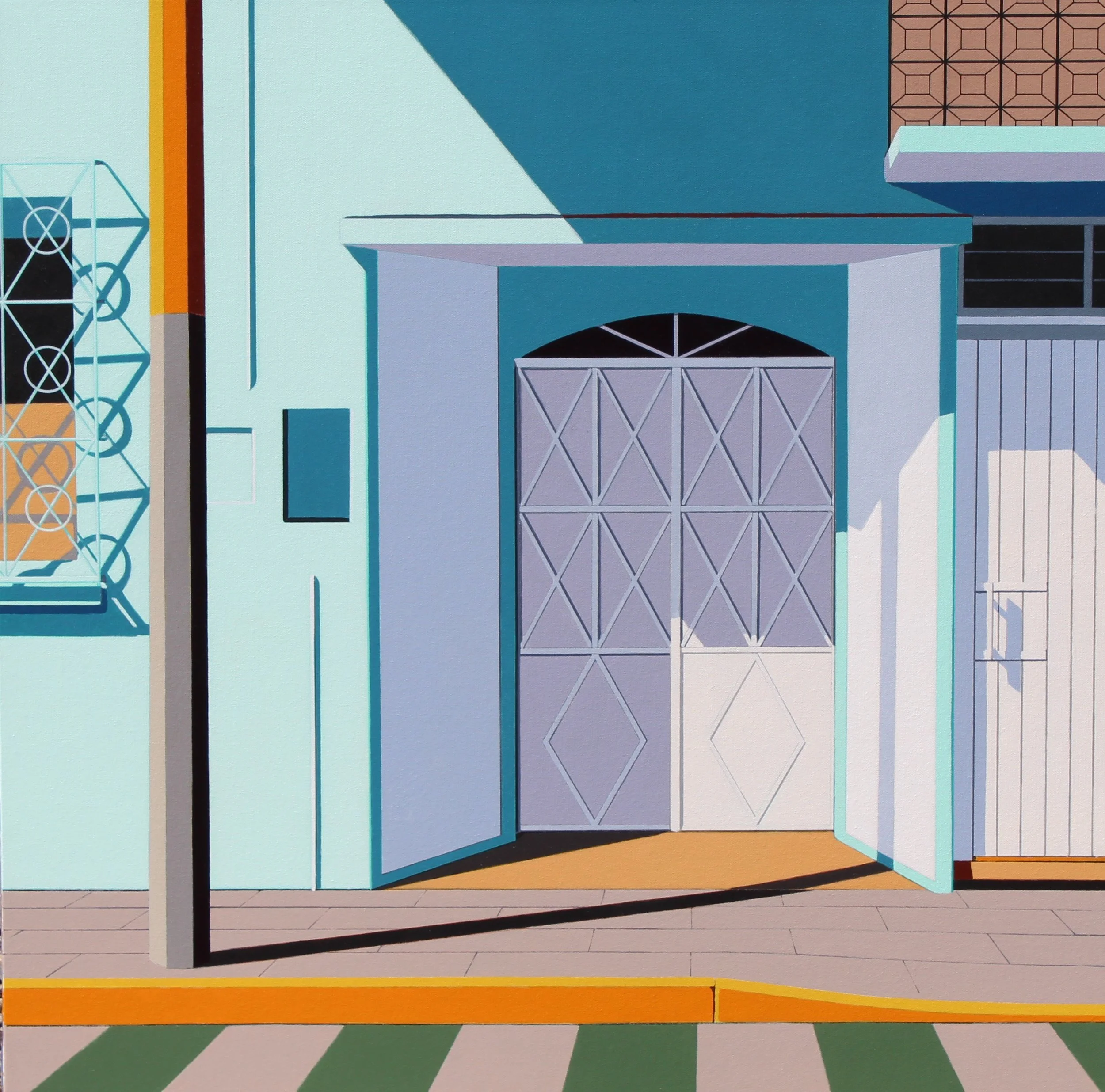 Gordon Leverton "Abasolo - Colonia Condensa, CDMX" acrylic on canvas, 30" x 30"