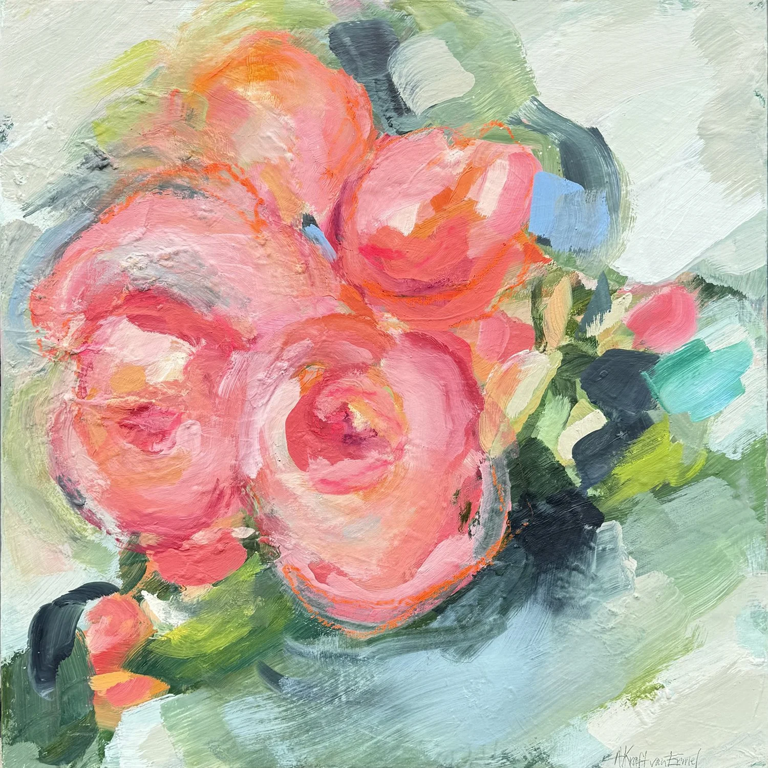 Annette Kraft van Ermel "Enthusiasm" mixed media on canvas, 36" x 36"