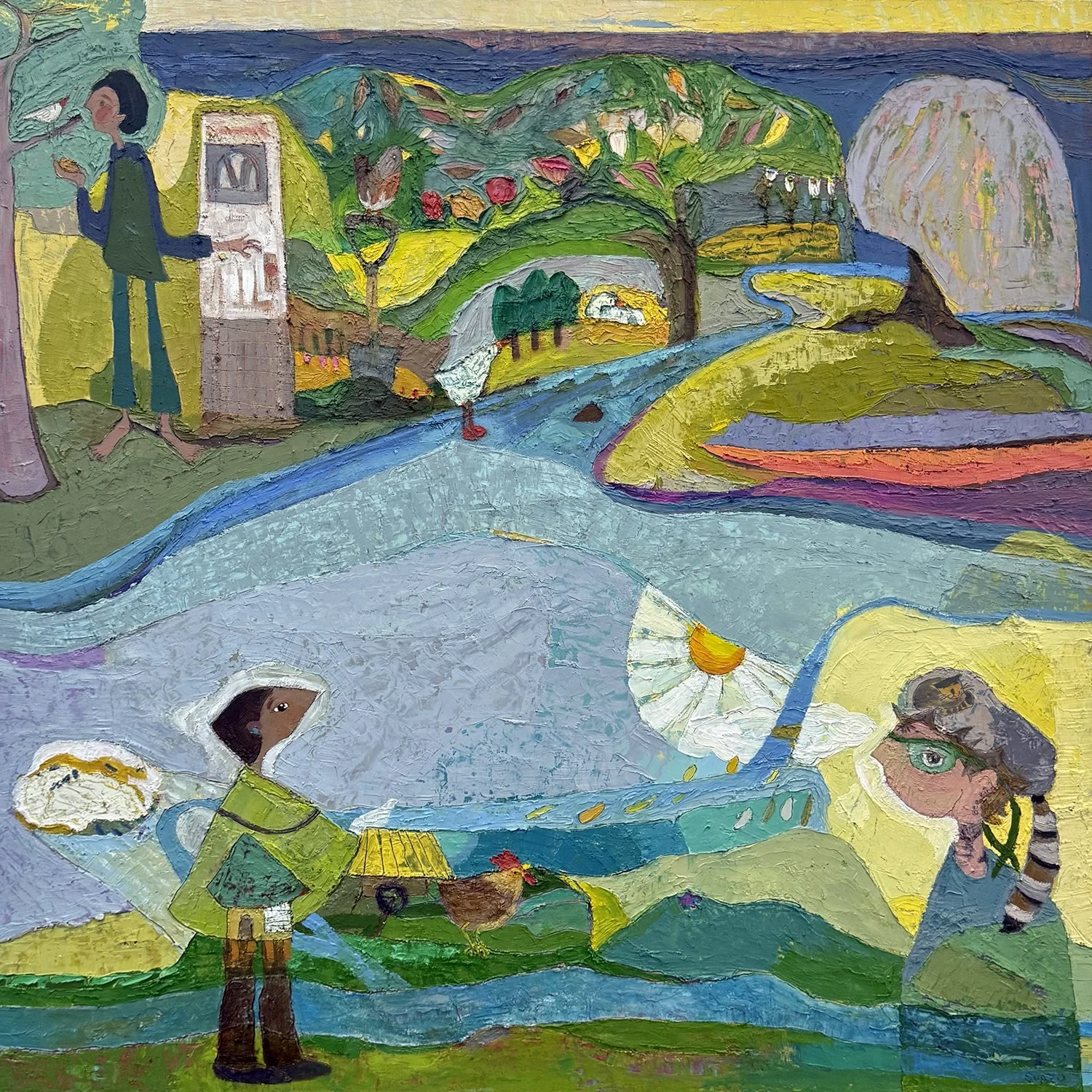 Maca Suazo "Goodbye Is a Temporary Word" oil on panel, 24" x 24"