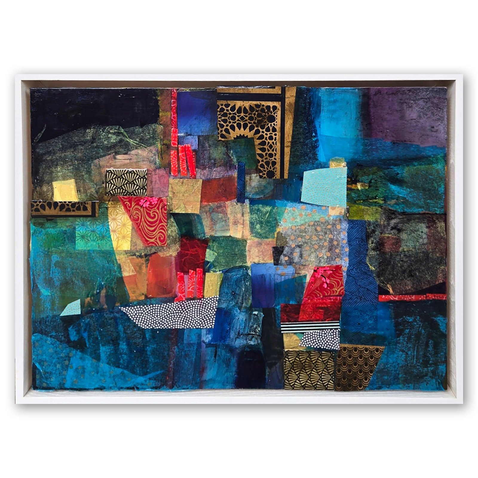 Jacquelyn Sloane Siklos "Night Market in Tunis" mixed media on panel, 13" x 17"