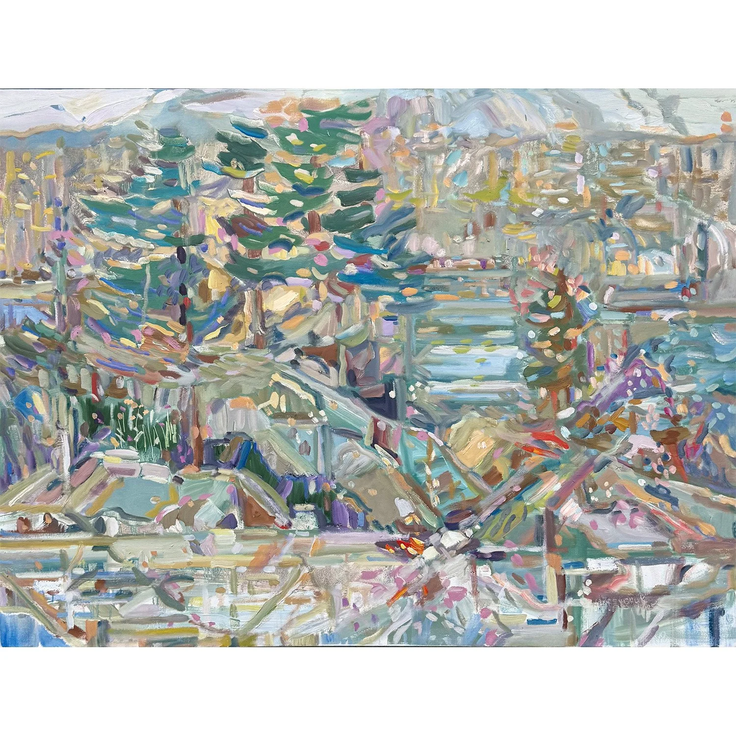Donna Andreychuk "Over My Shoulder" oil on canvas, 36" x 48"