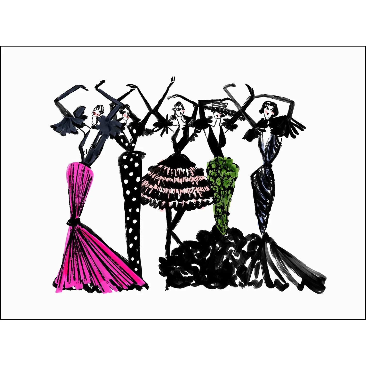 Annie Naranian "Disco Ladies" fine art limited edition print, 18" x 22"