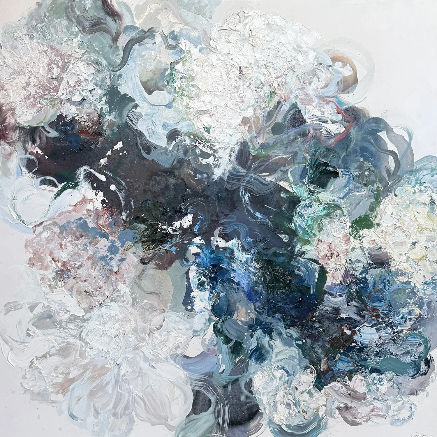 Stephanie Fehrenbach "Explorations" oil on canvas, 48" x 48"