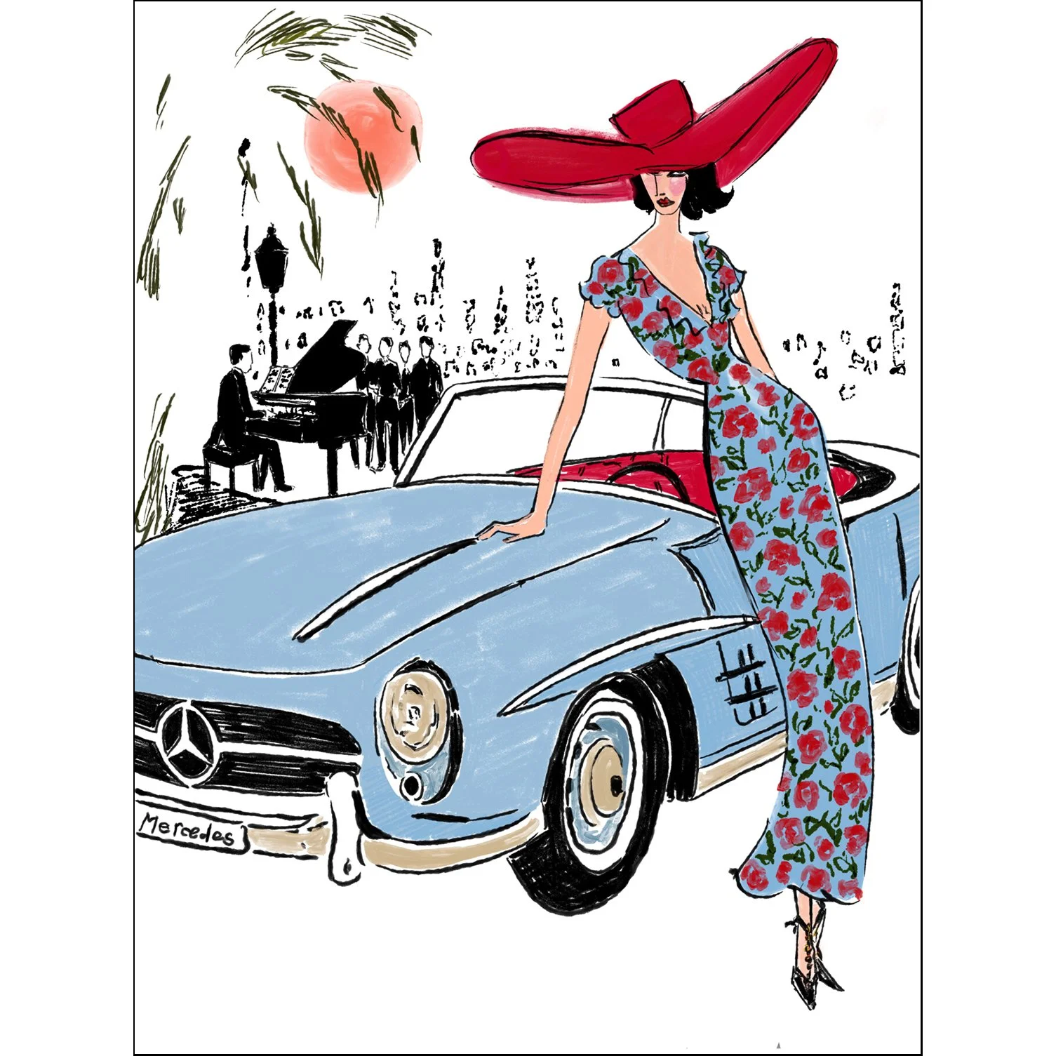 Annie Naranian, Mercedes and Me, fine art limited edition print, 22"x18"