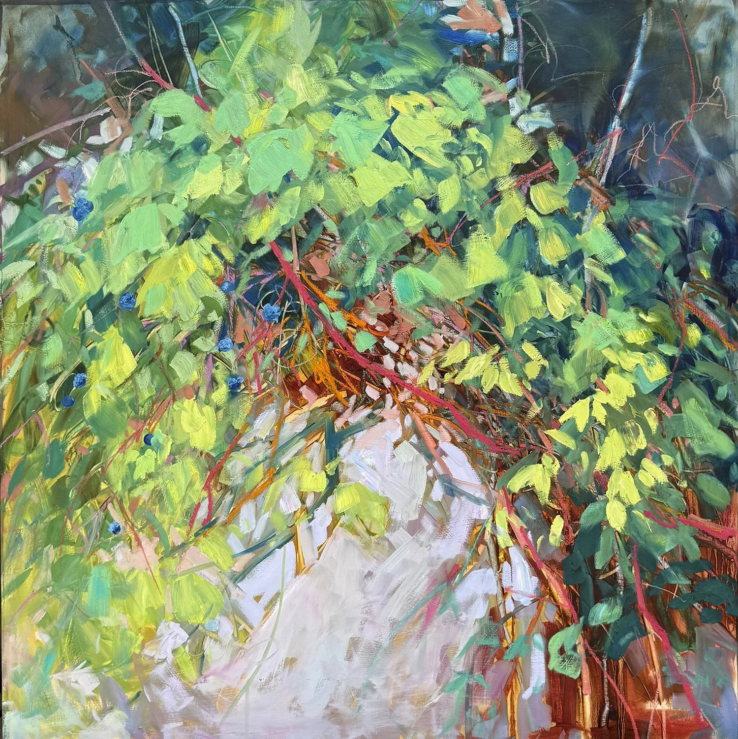 Sheila Davis "New Do" oil on panel, 36" x 36"