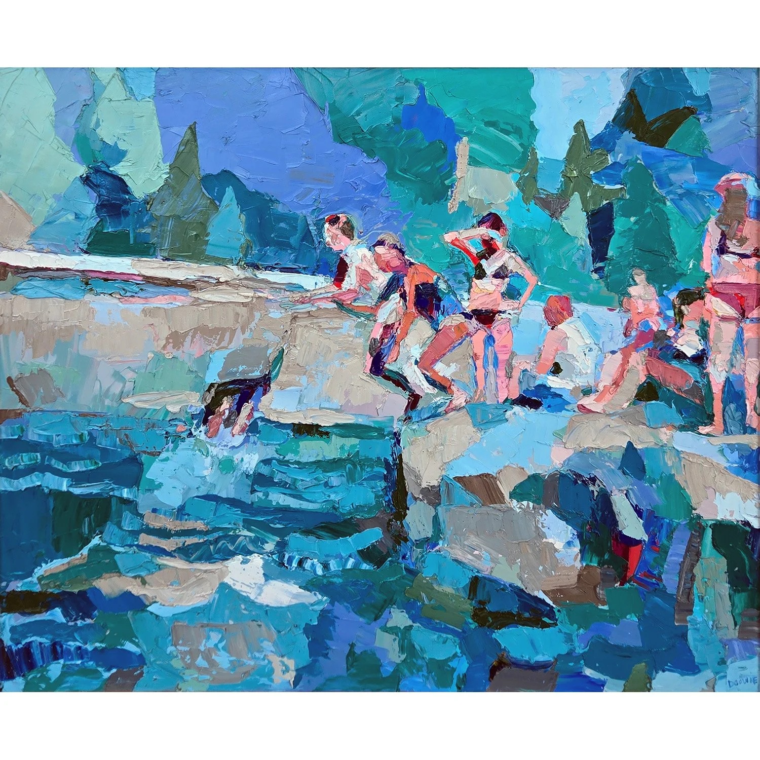 Dana Cowie "1 2 3 Go!" oil on canvas, 30" x 36"