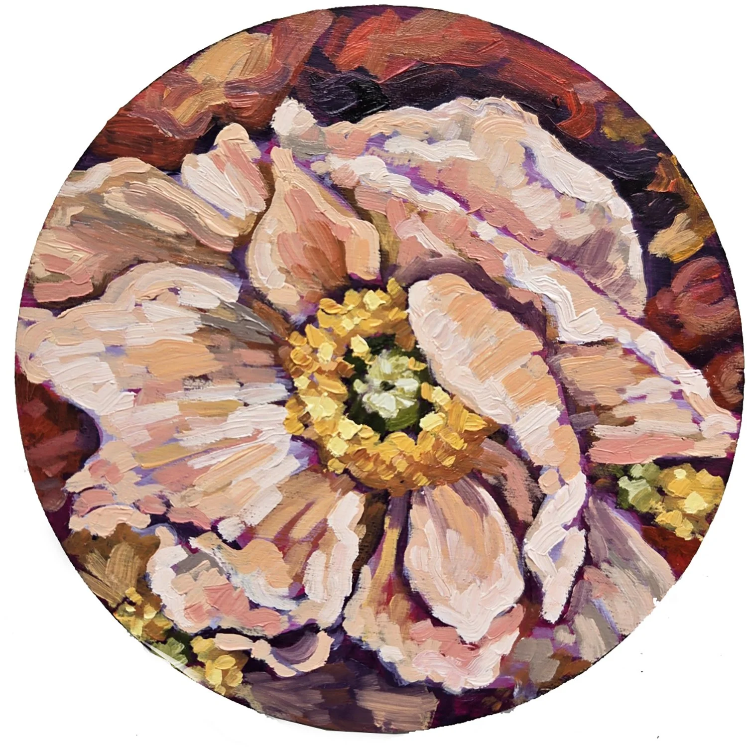 Kerry Walford  "Coral" oil on panel, 6" diameter