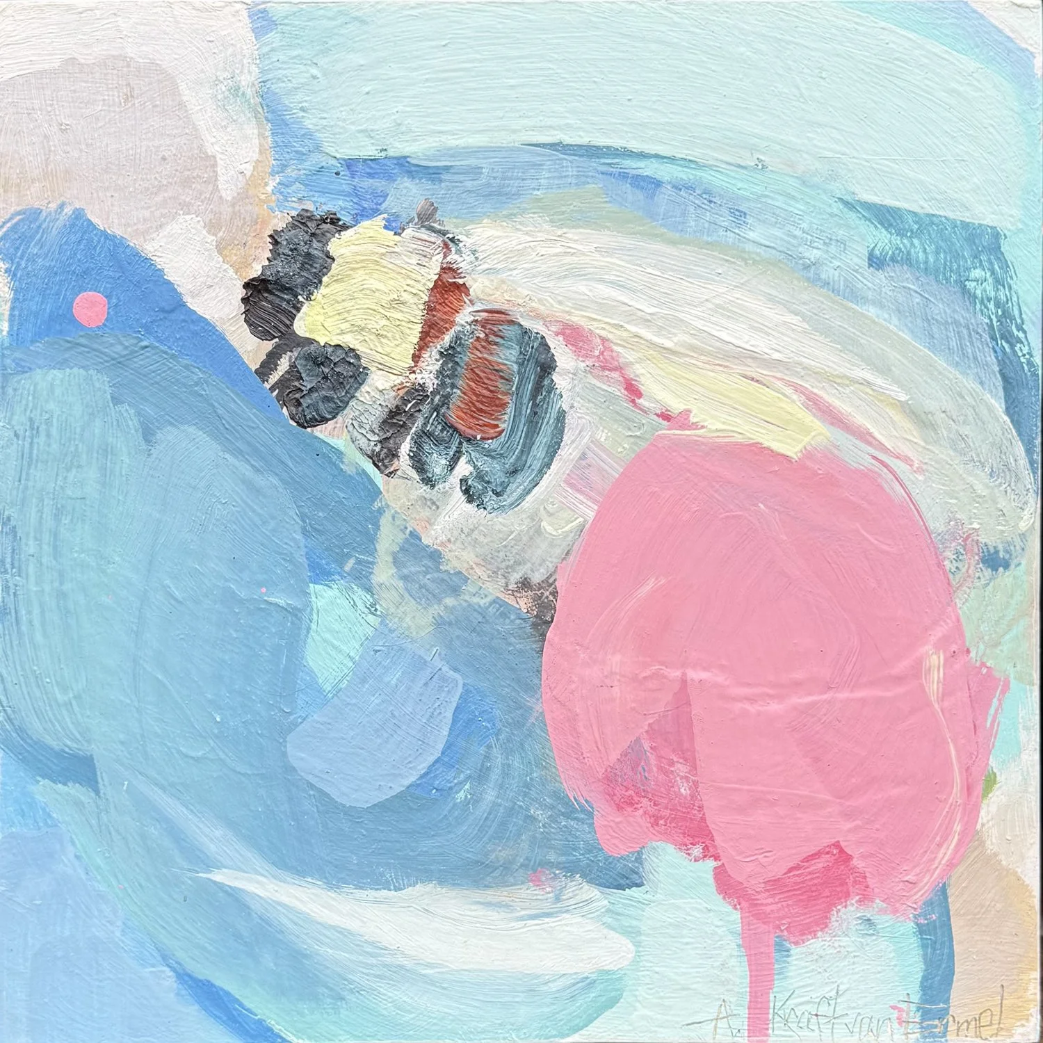 Annette Kraft van Ermel "Blue Zone #1" mixed media on panel, 12" x 12"