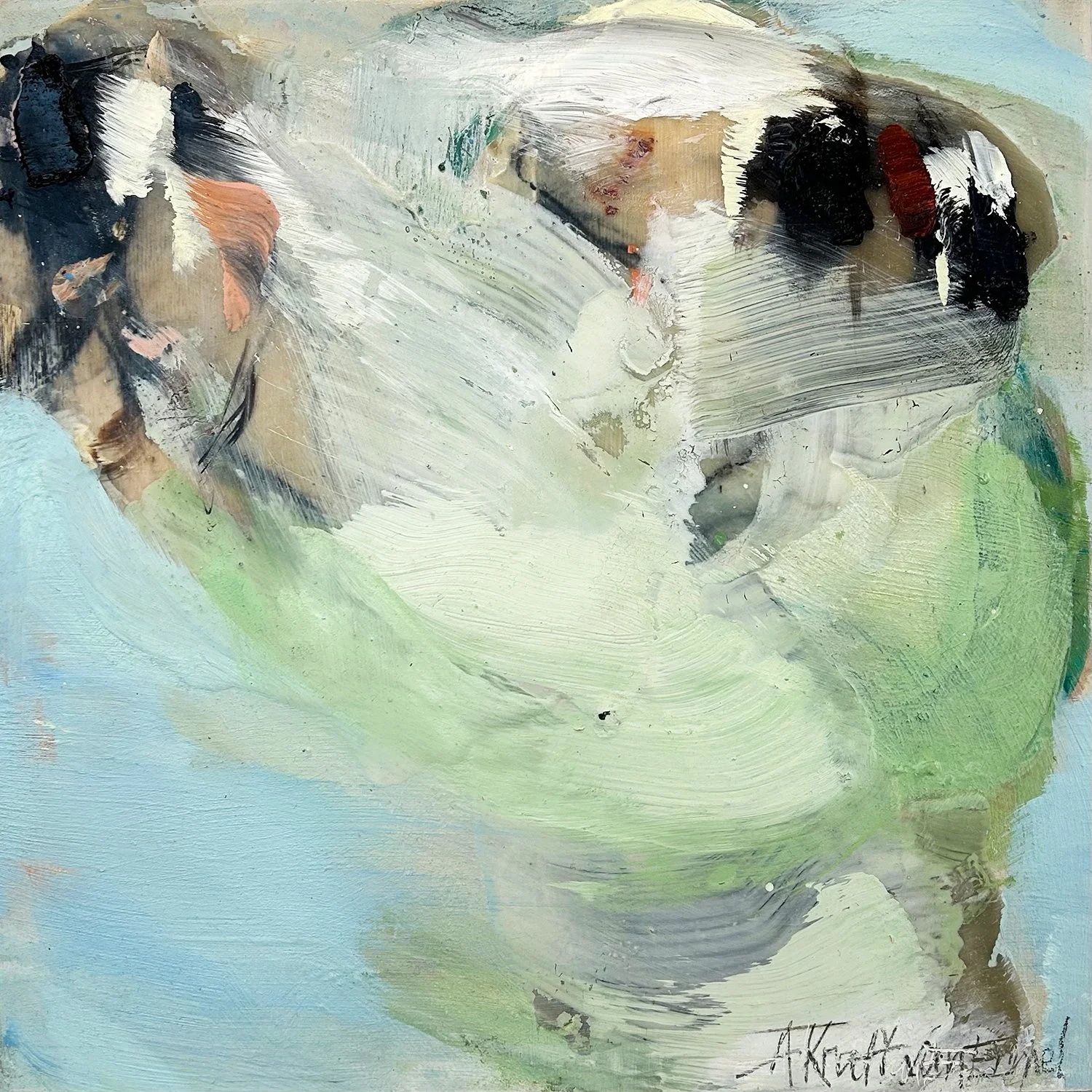 Annette Kraft van Ermel "Airflow" mixed media on panel, 12" x 12"