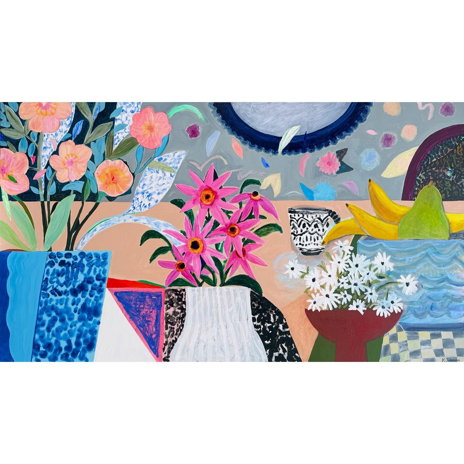 Kaitlin Johnson, "Fruit & Flora", acrylic on canvas, 40"x72"