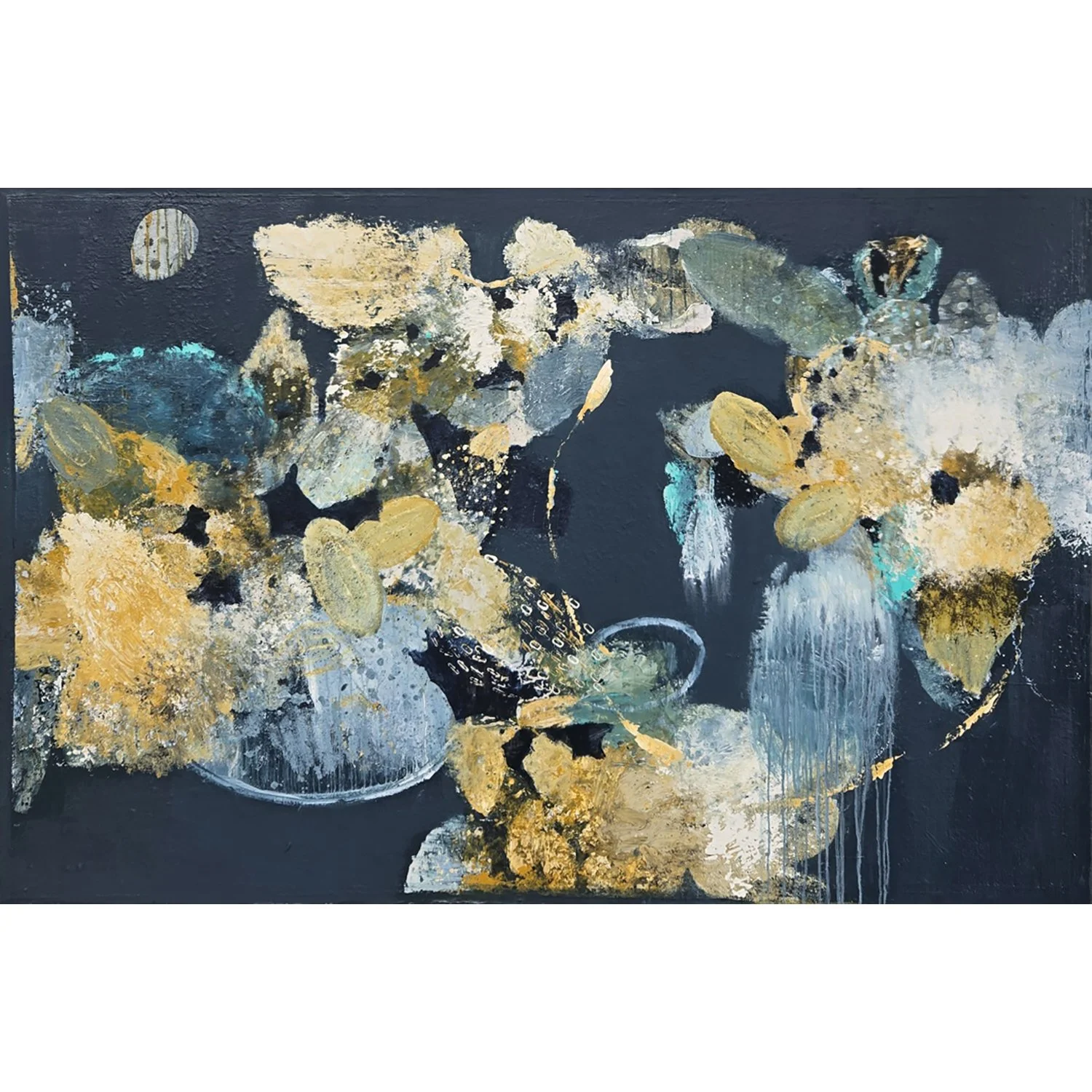 Linelle LeMoine "Many Seasons in a Little Life" mixed media on panel, 48" x 72"