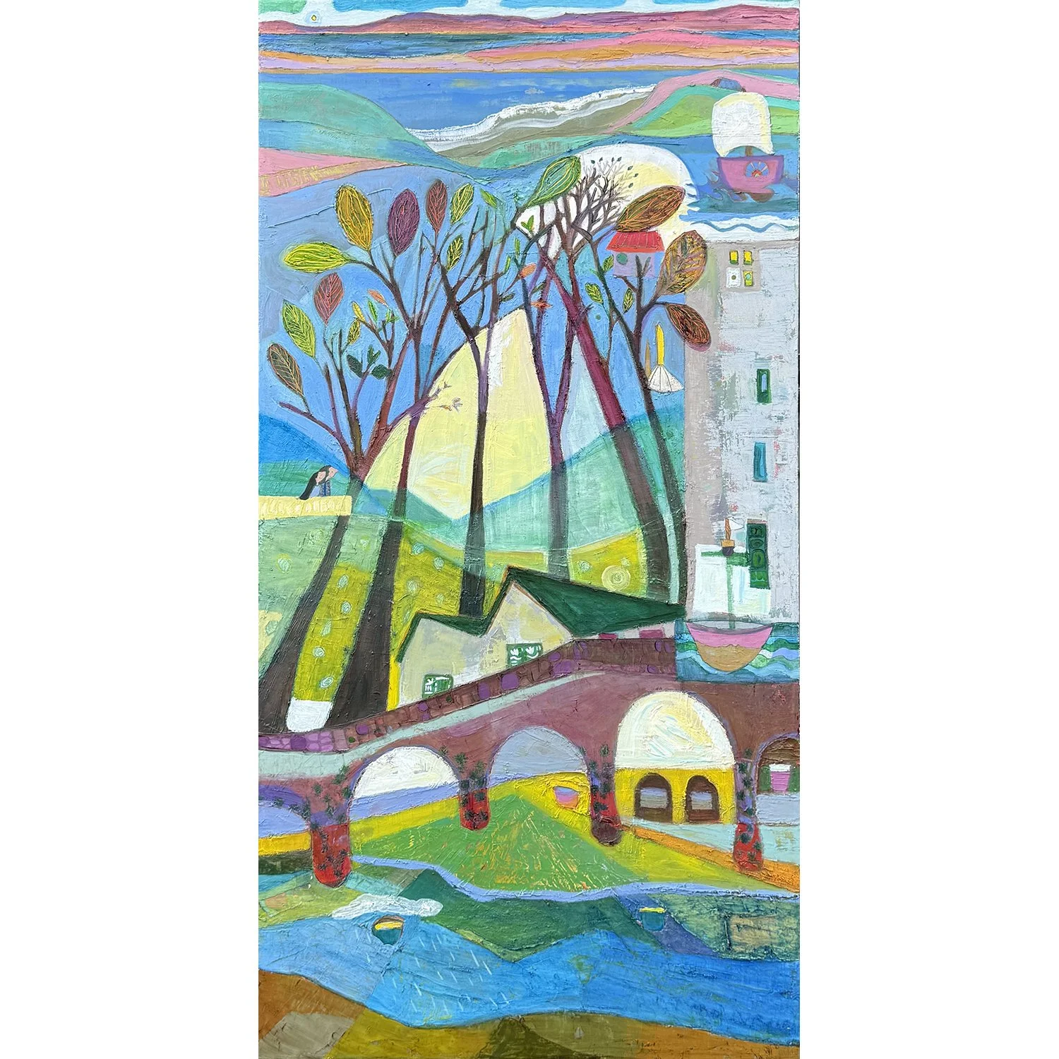 Maca Suazo “And I Shall Have Some Peace There, for Peace Comes Dropping Slow” oil on canvas, 30" x 15"