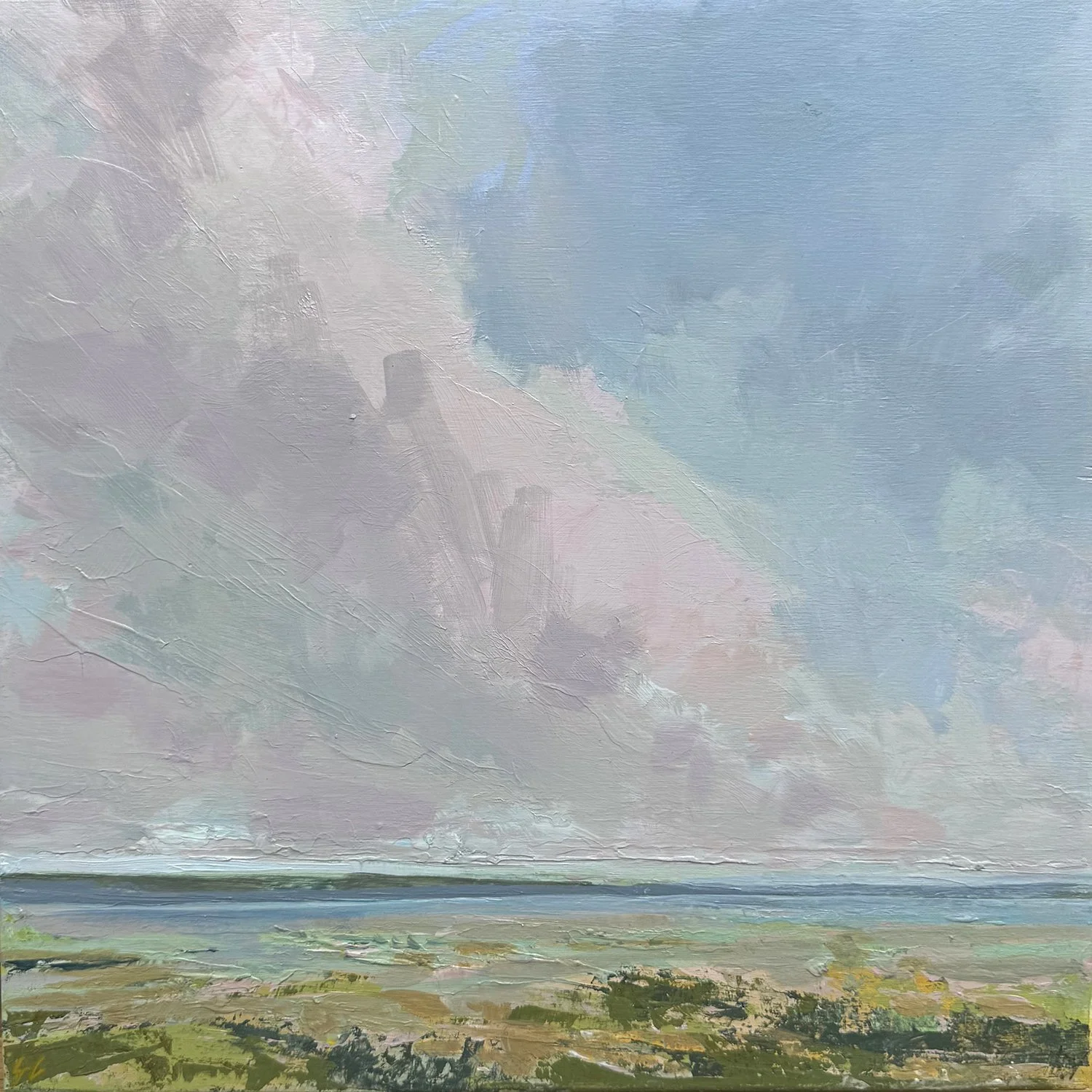 Gabriella Collier "Pink Showing" acrylic on panel, 12" x 12"