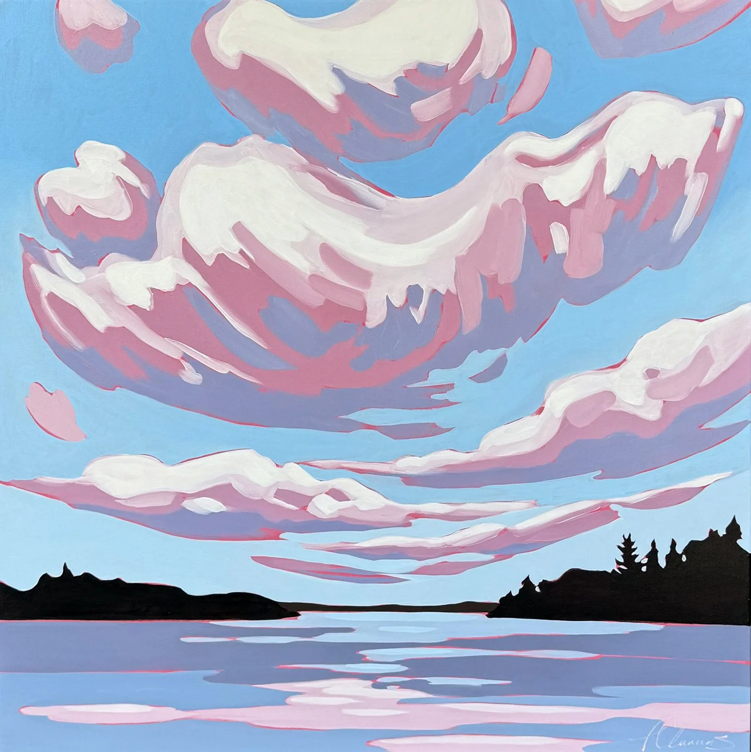 Patricia Clemmens "Mid Day Play" oil on canvas, 36" x 36"