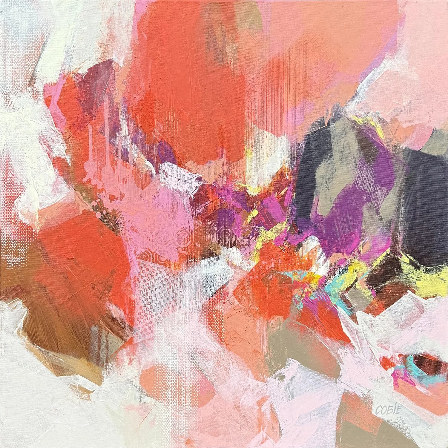 Cobie Cruz "Warm Summer Air #1" mixed media on canvas, 24" x 24"