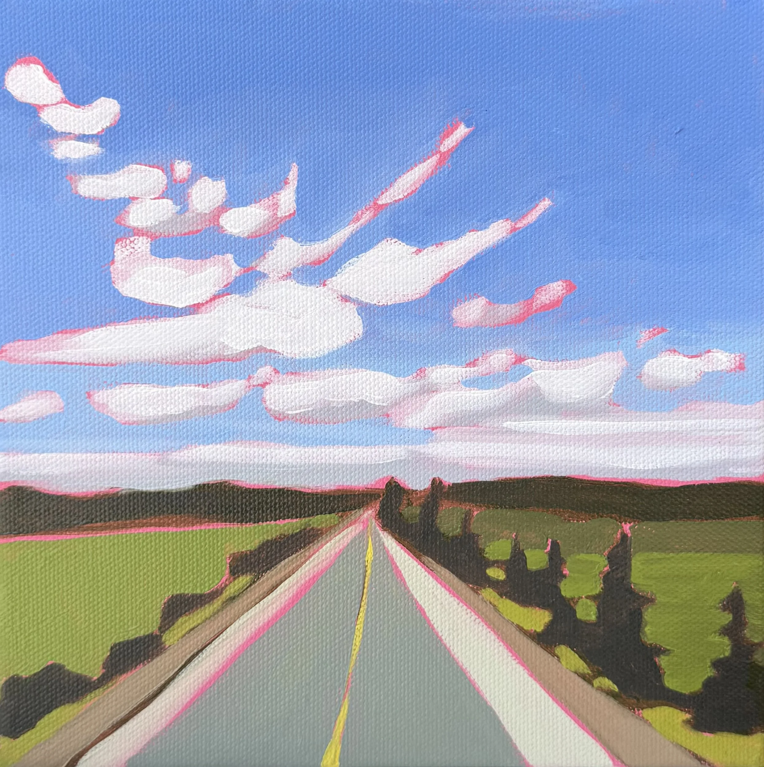 Patricia Clemmens "Heading North I" oil on canvas, 8" x 8"