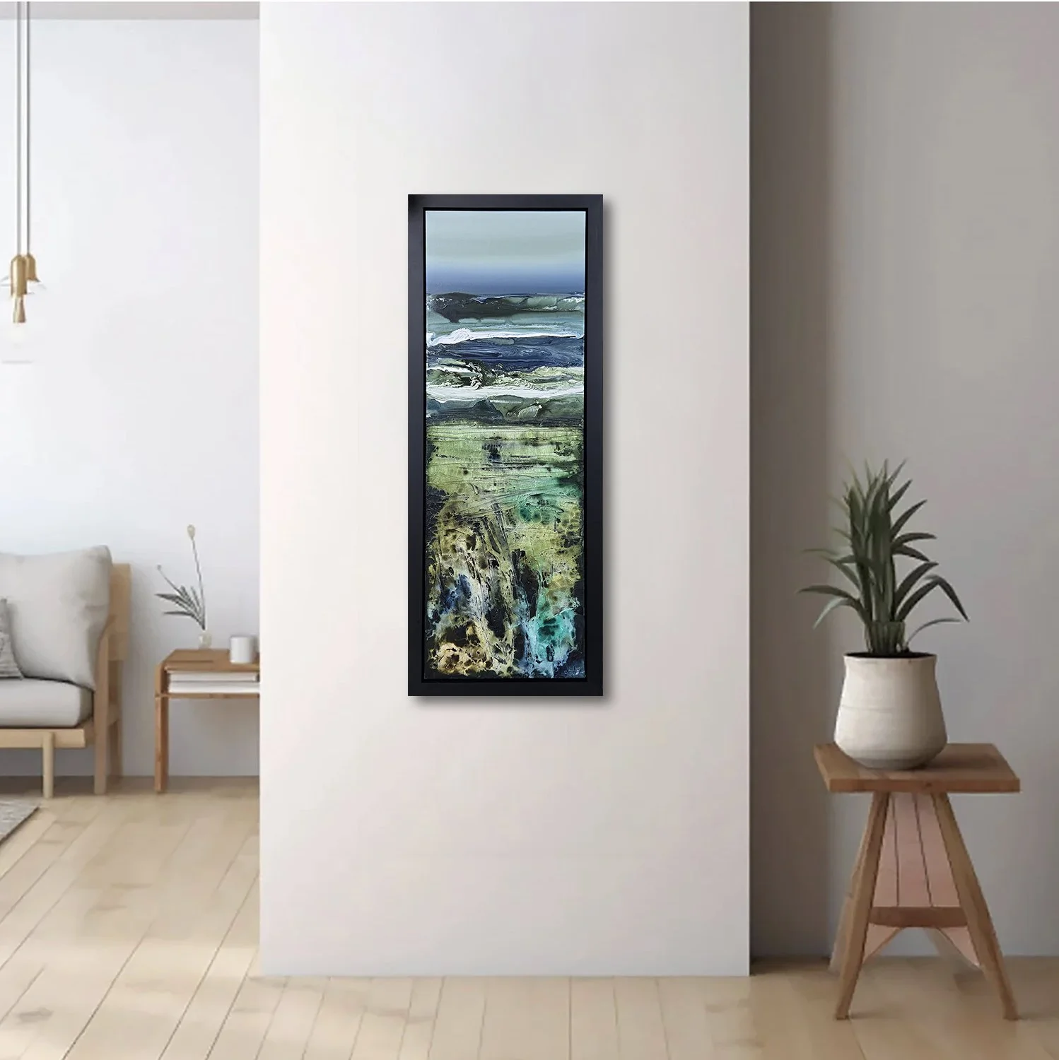 Greg Benz "Mono 419" mixed media on canvas, 48" x 16" framed. Canvas Gallery Toronto. Original Canadian Art.