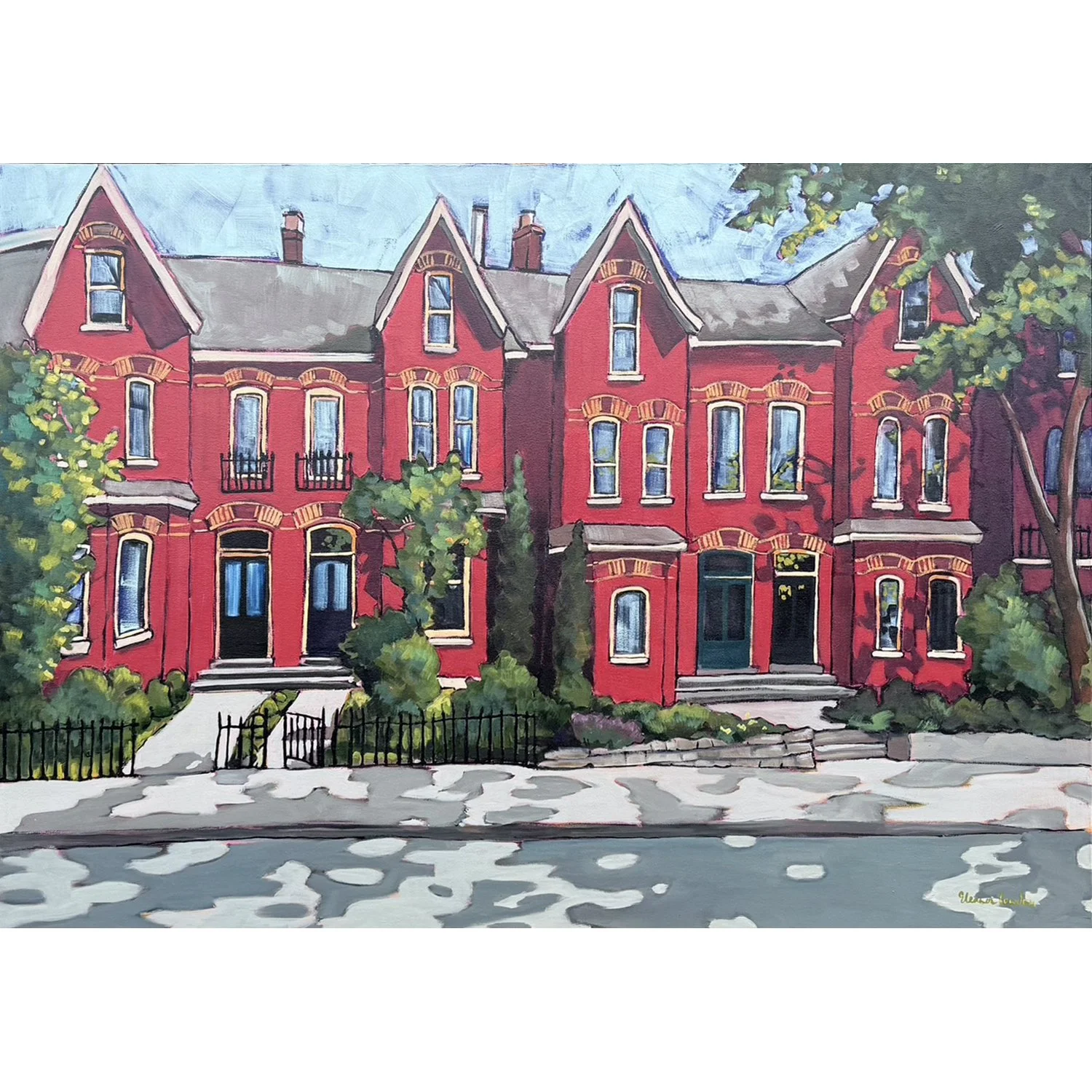 Eleanor Lowden "Sunny Side of the Street" acrylic on canvas, 42" x 60"