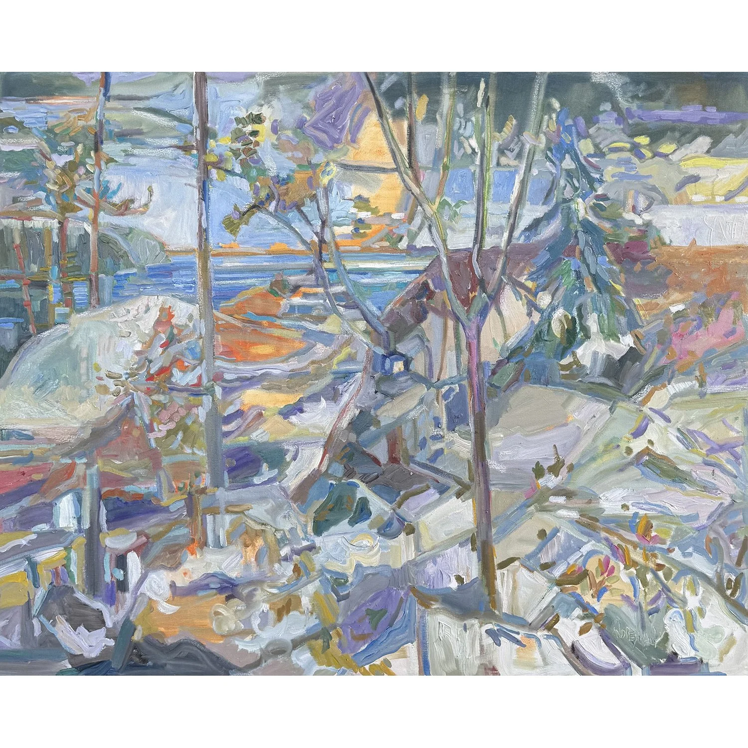 Donna Andreychuk "Sweater Weather" oil on canvas, 48" x 60"