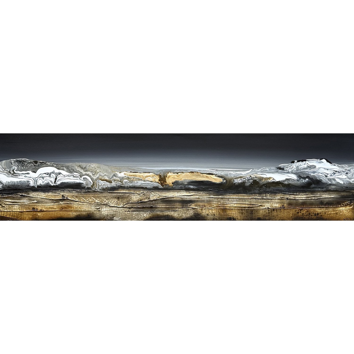 Greg Benz "Mono 412" mixed media on canvas, 12" x 48"