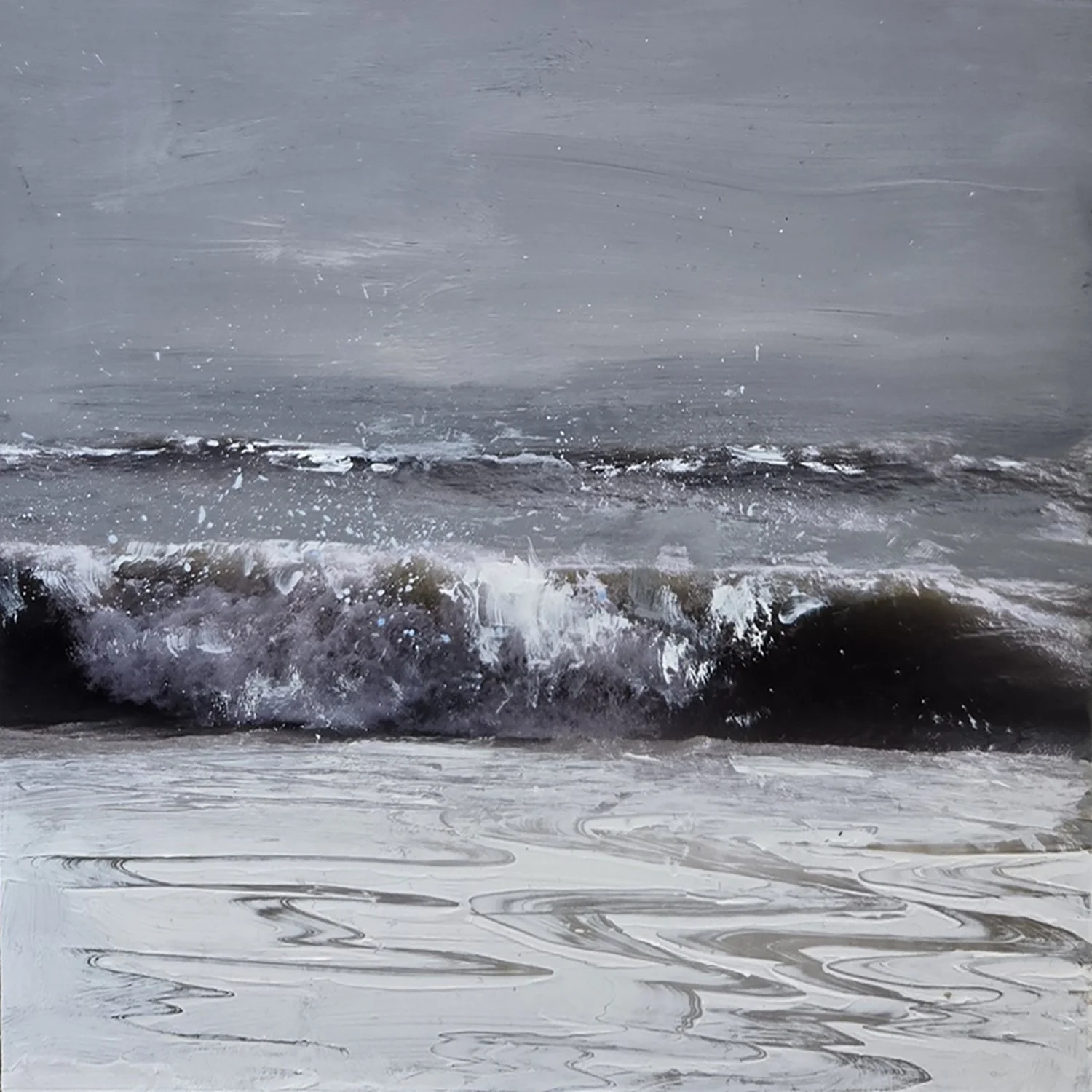 Steven Nederveen "Shore Break #5" mixed media on panel, 12" x 12"