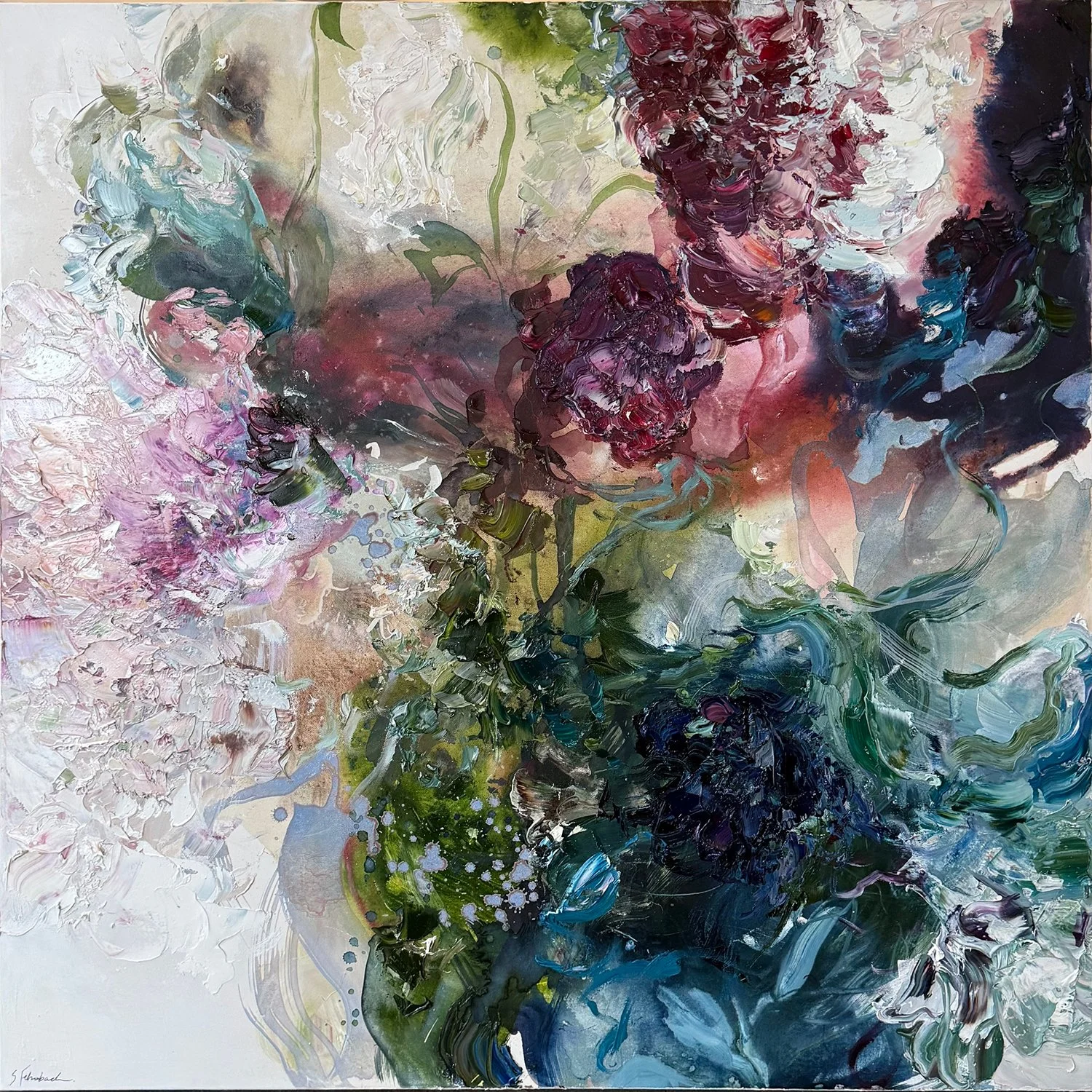 Stephanie Fehrenbach "Somewhere in Between" oil on canvas, 40" x 40"