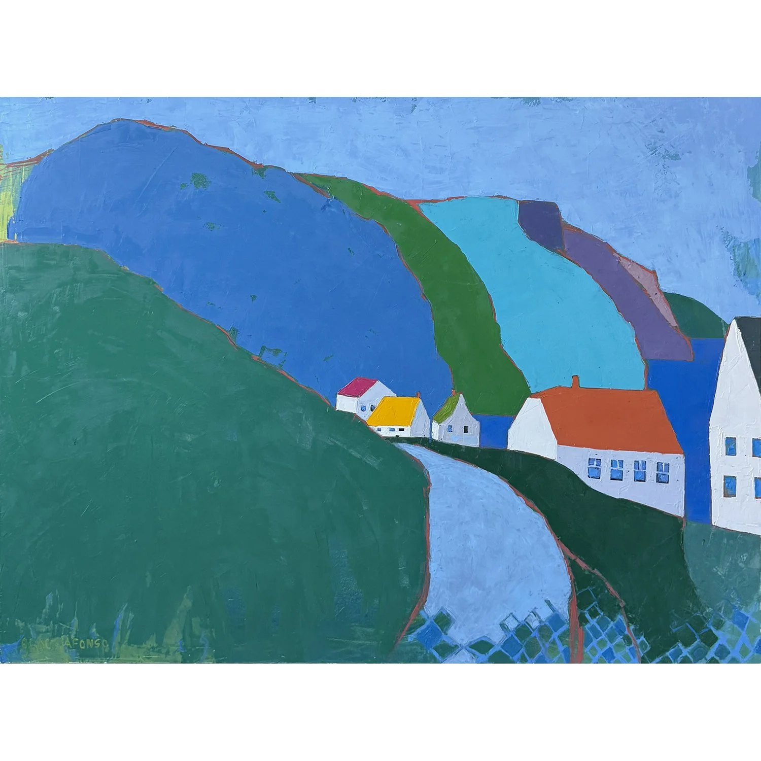 Grace Afonso "Just Around the Corner, Quebec" oil on canvas, 36" x 48"