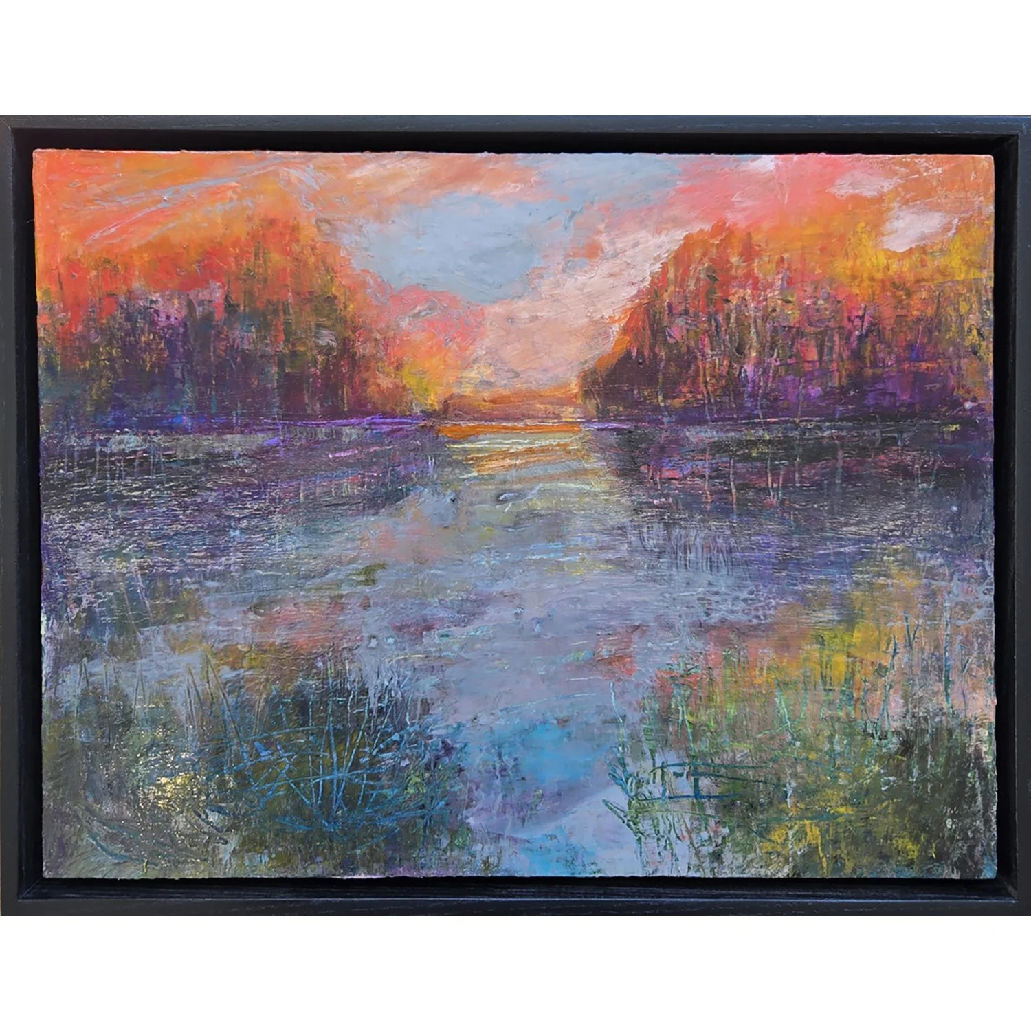 Jacquelyn Sloane Siklos "The Sky Lit Up" acrylic on panel, 12" x 16"