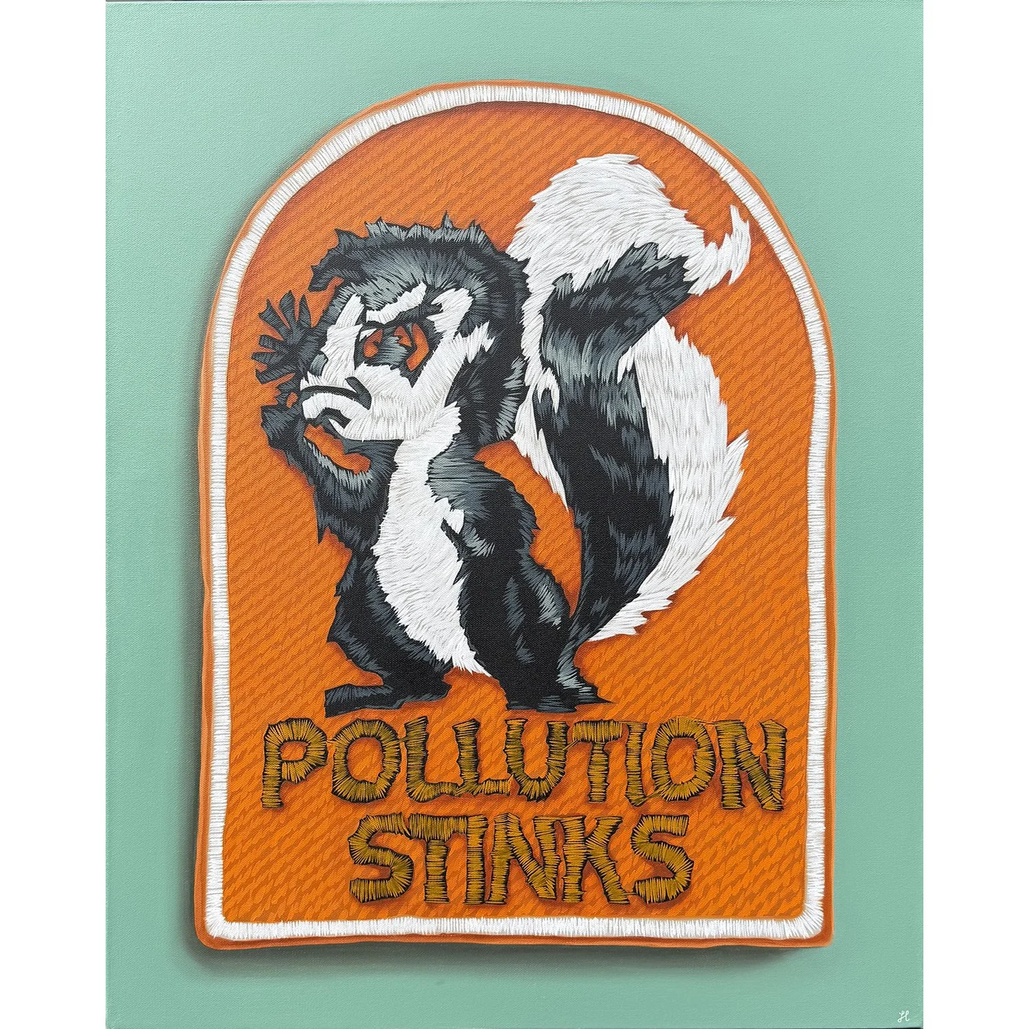 Heather Millar "Pollution Stinks" oil on canvas, 30" x 24"