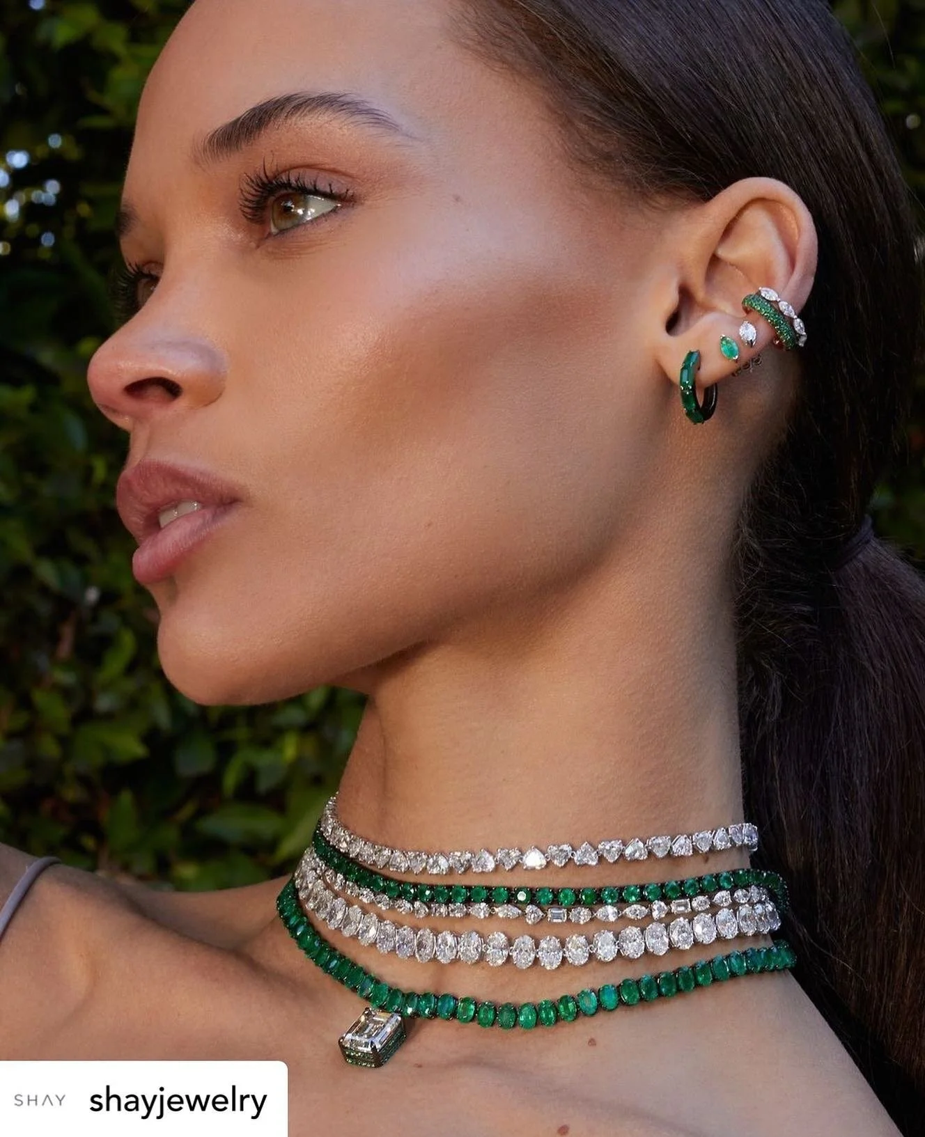 Level up with @shayjewelry art of stacking! #jewlleryatelier#jewellery#couture#artofstacking#diamond#emerald#online#shopping#worldwideshippingfarfetchbtq#limassol#mykonos#summer2023