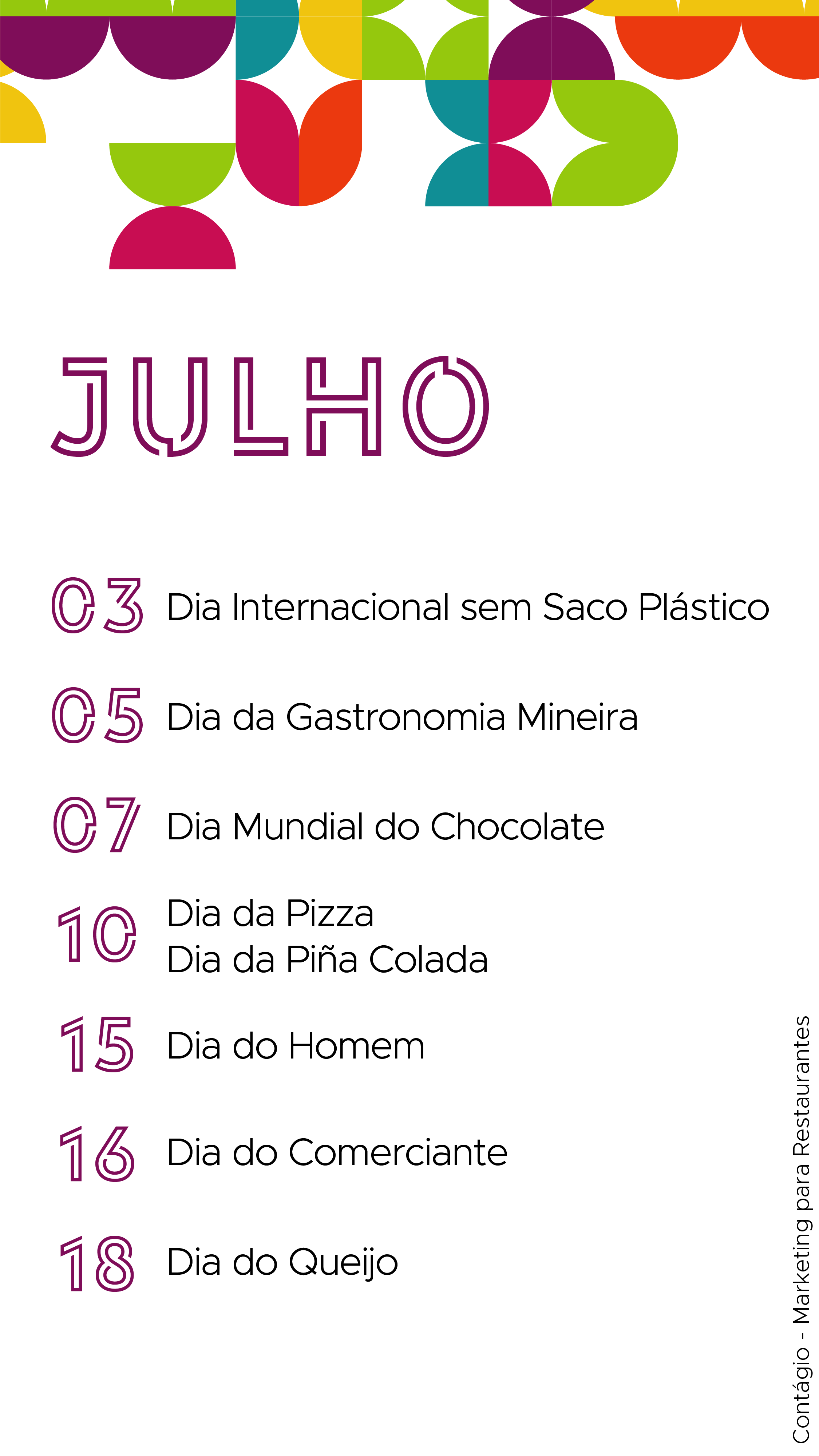 Calendário Datas Comemorativas da Gastronomia Marketing p/ Restaurantes