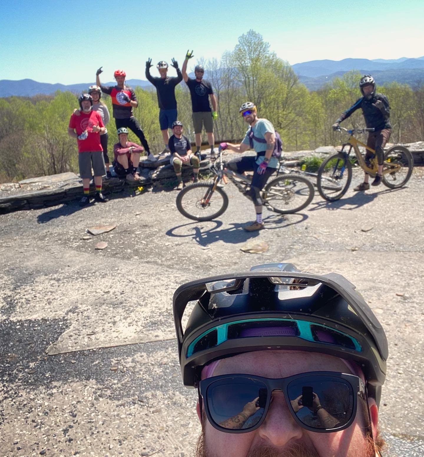 The trees are turning green! The Cohutta is prime for Spring Green. The photo is from our P3 group ride with Mr. TJ.