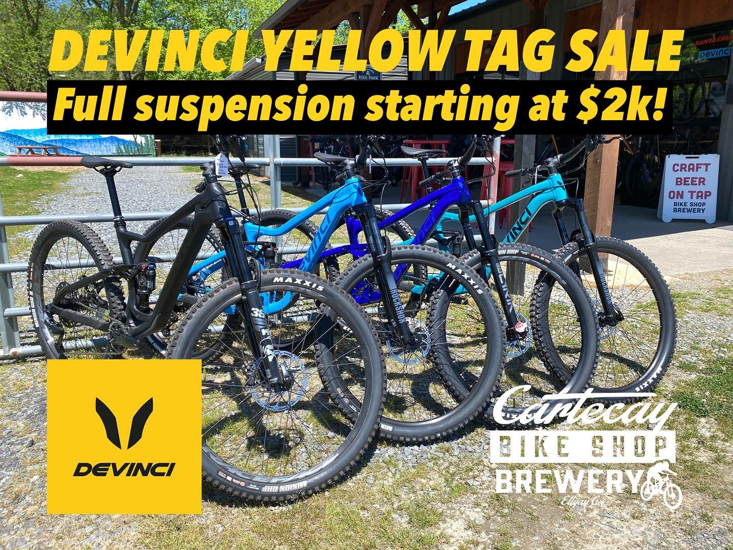 Have you seen the new Devinci Yellow Tag Sale? Bikes are listed at 15-25% off. Not familiar with Devinci? They have been bringing bikes and riders together since 1987 and feature lifetime warranty frames. Stop by and check them out. @cyclesdevinci