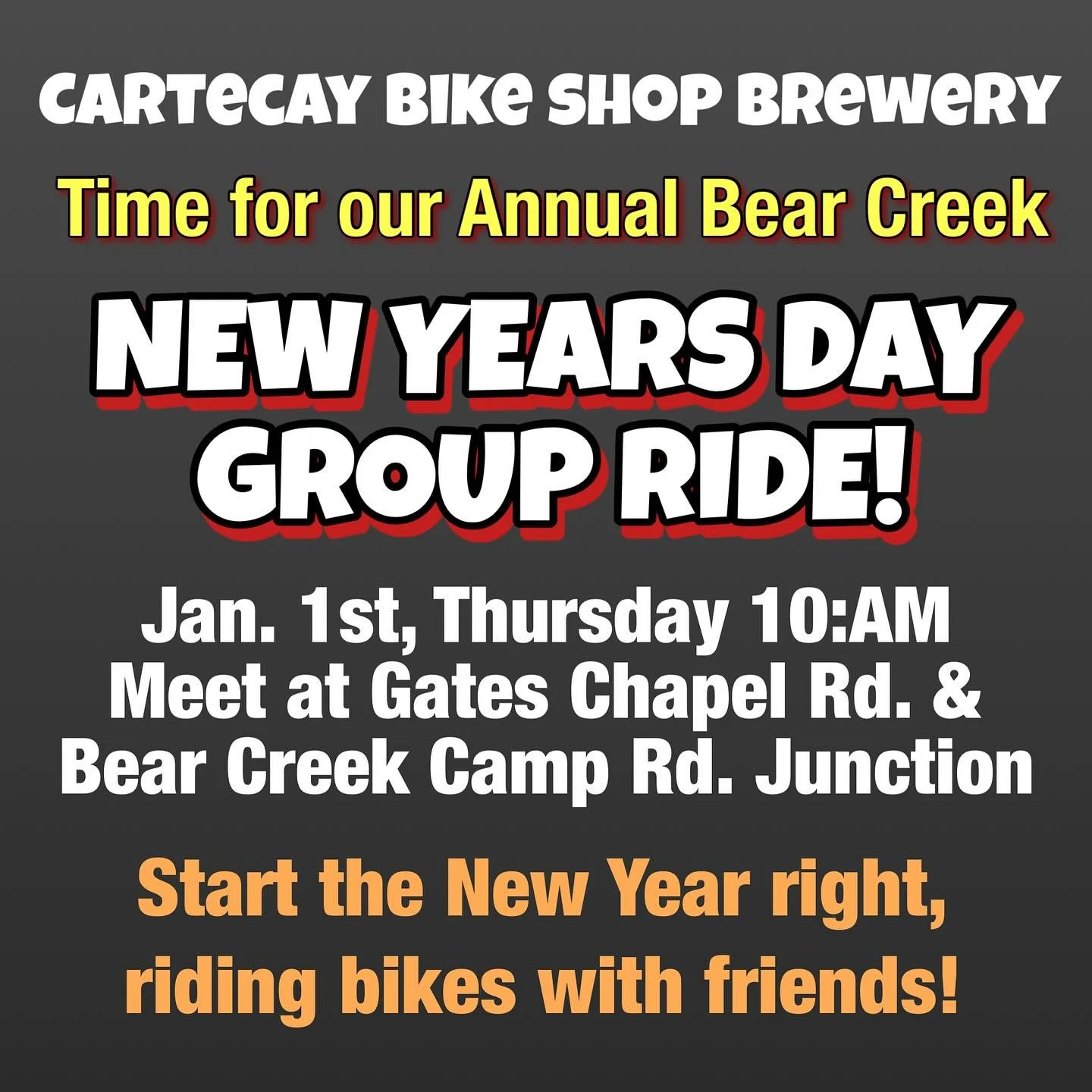 Shop is closed for Jan. 1st but join us for a group ride!